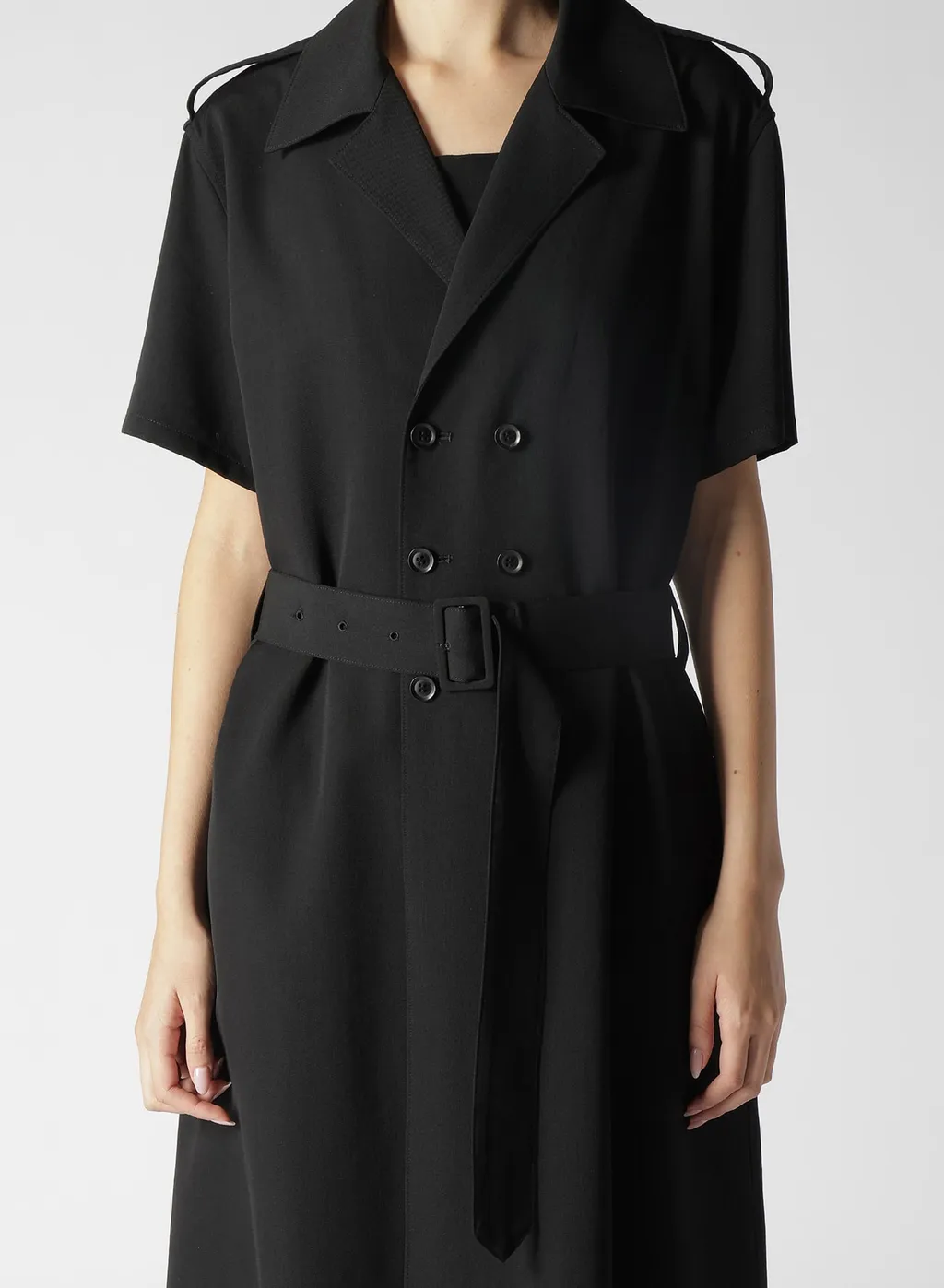 Wool Gabardine Short Sleeve Coat
