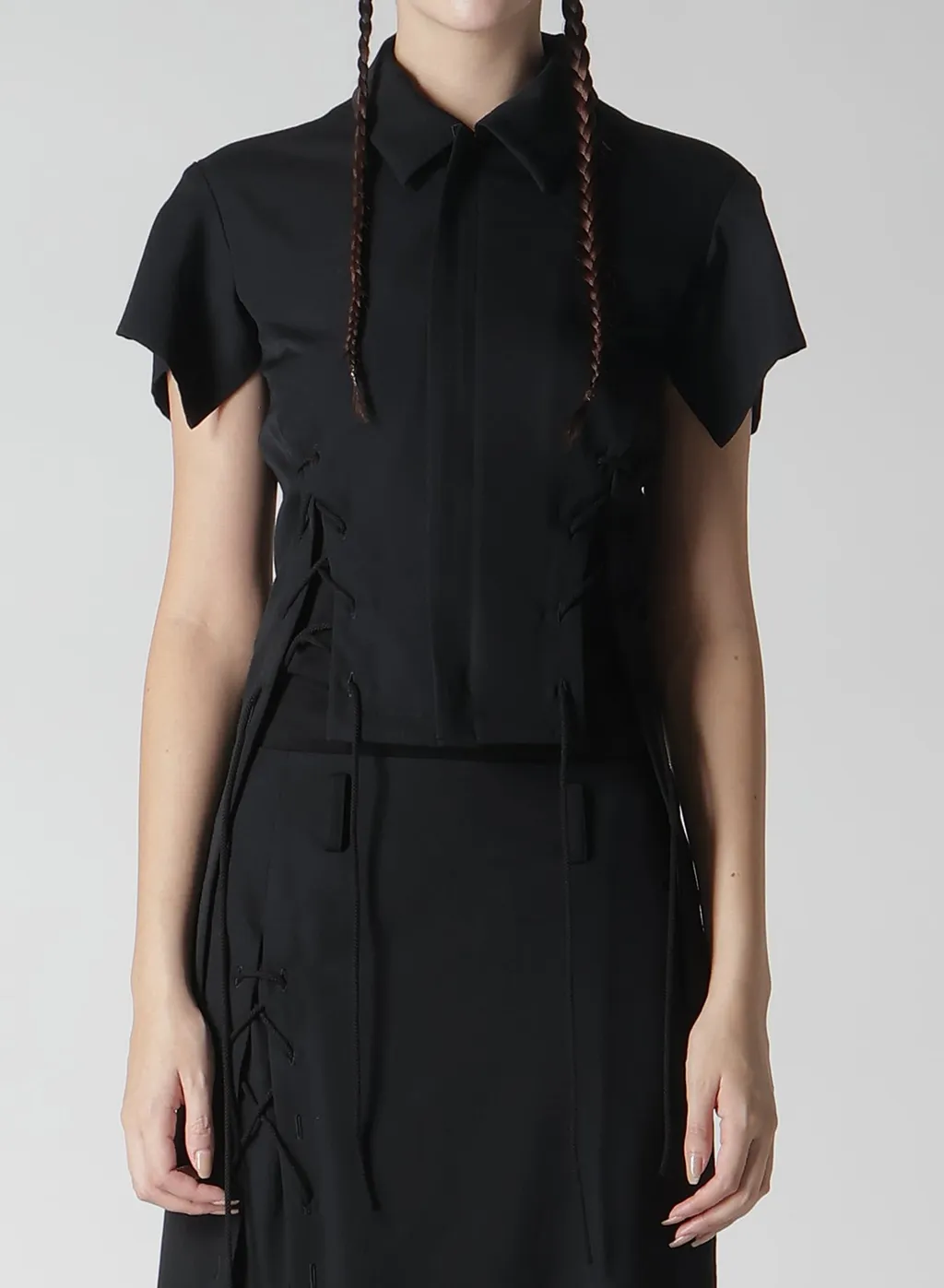 Wool Gabardine Lace-Up Jacket A