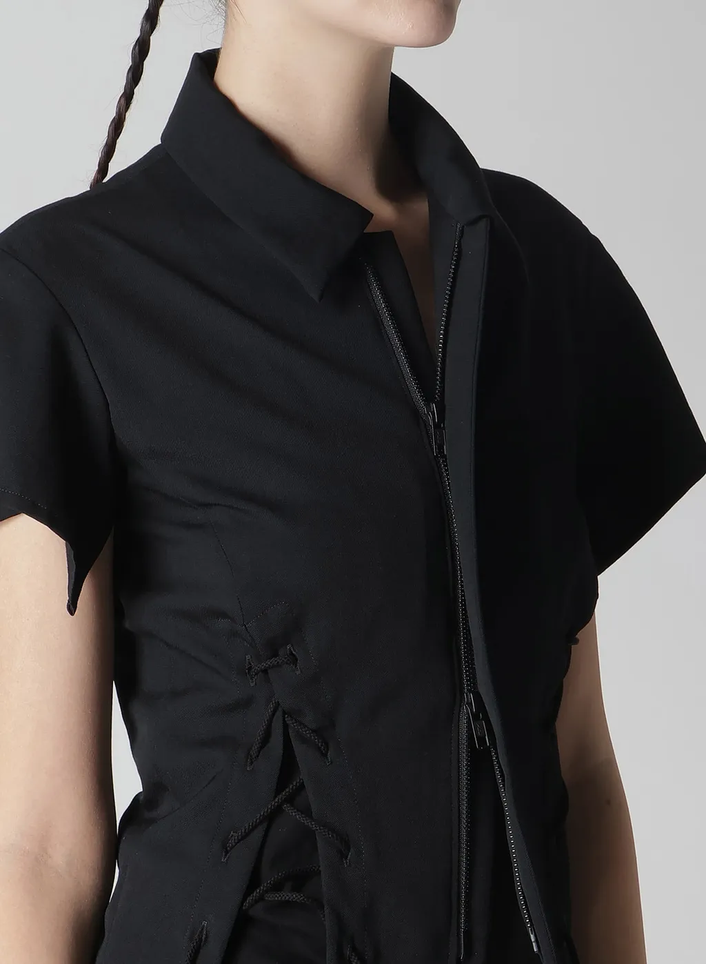 Wool Gabardine Lace-Up Jacket A