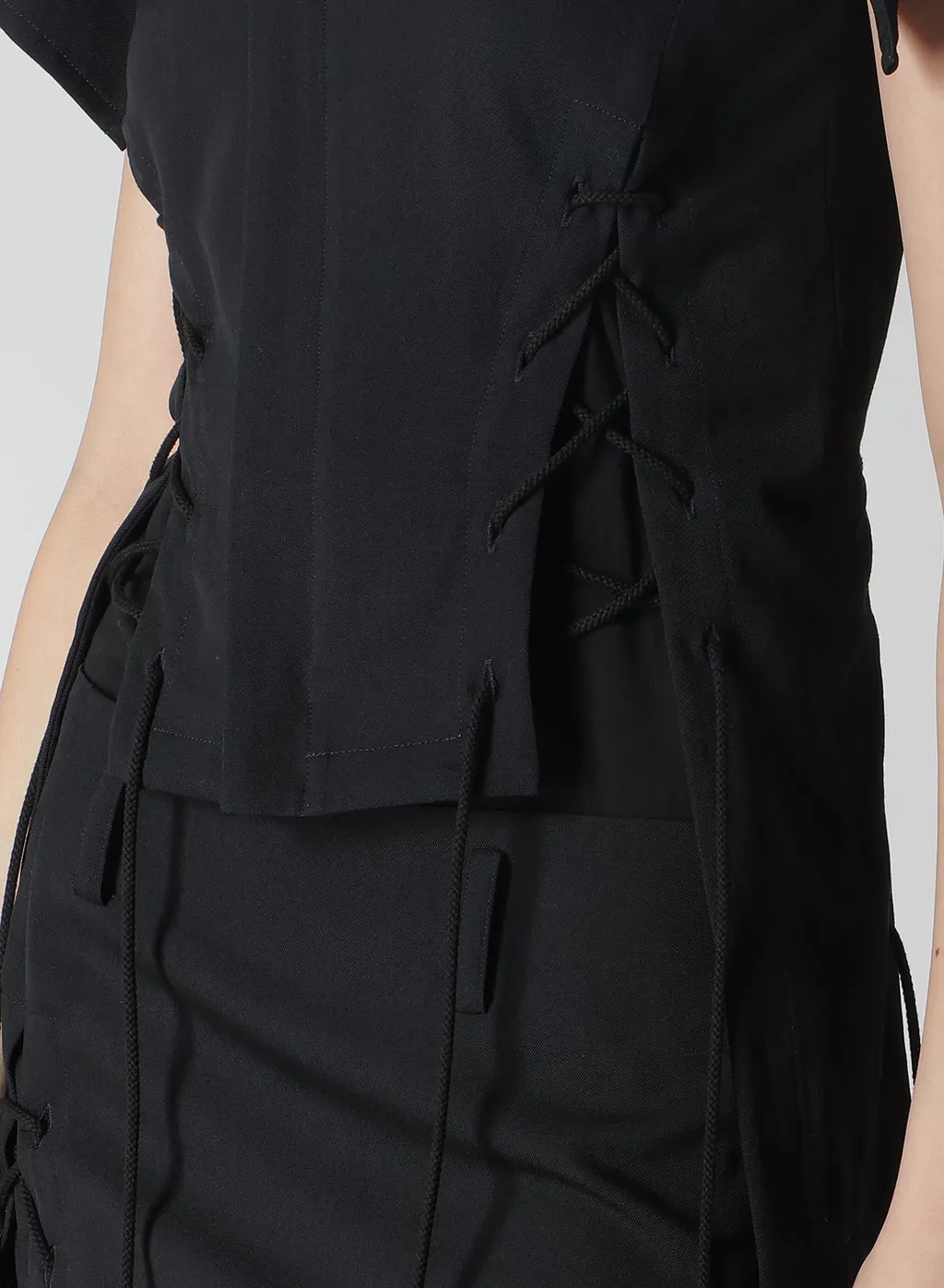 Wool Gabardine Lace-Up Jacket A