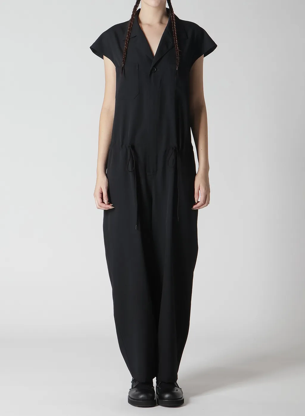 Wool Gabardine Open Collor Overalls