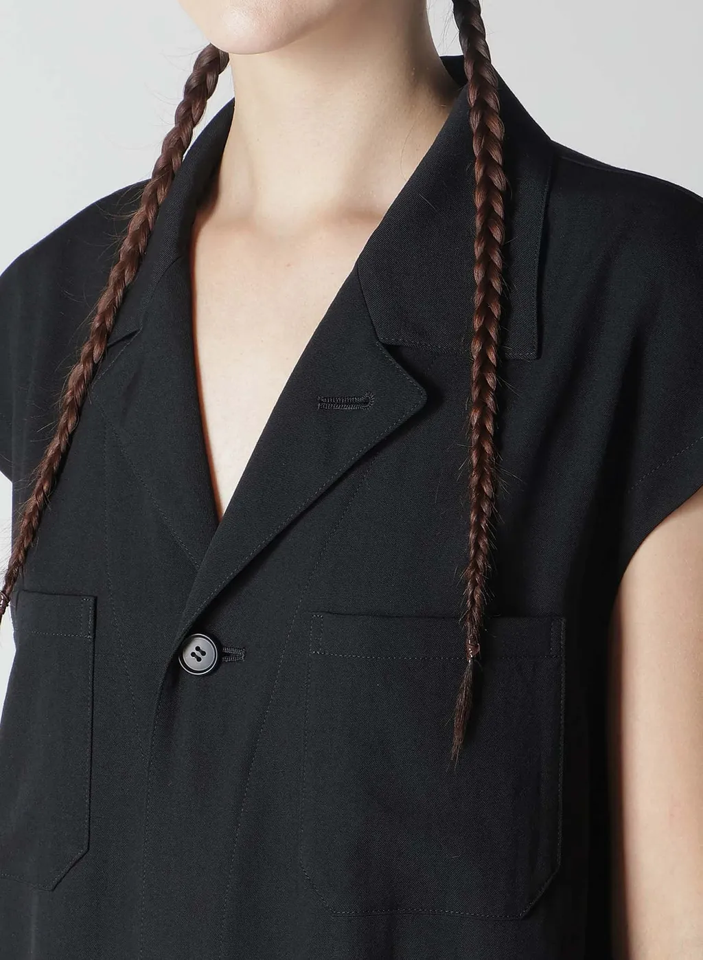 Wool Gabardine Open Collor Overalls