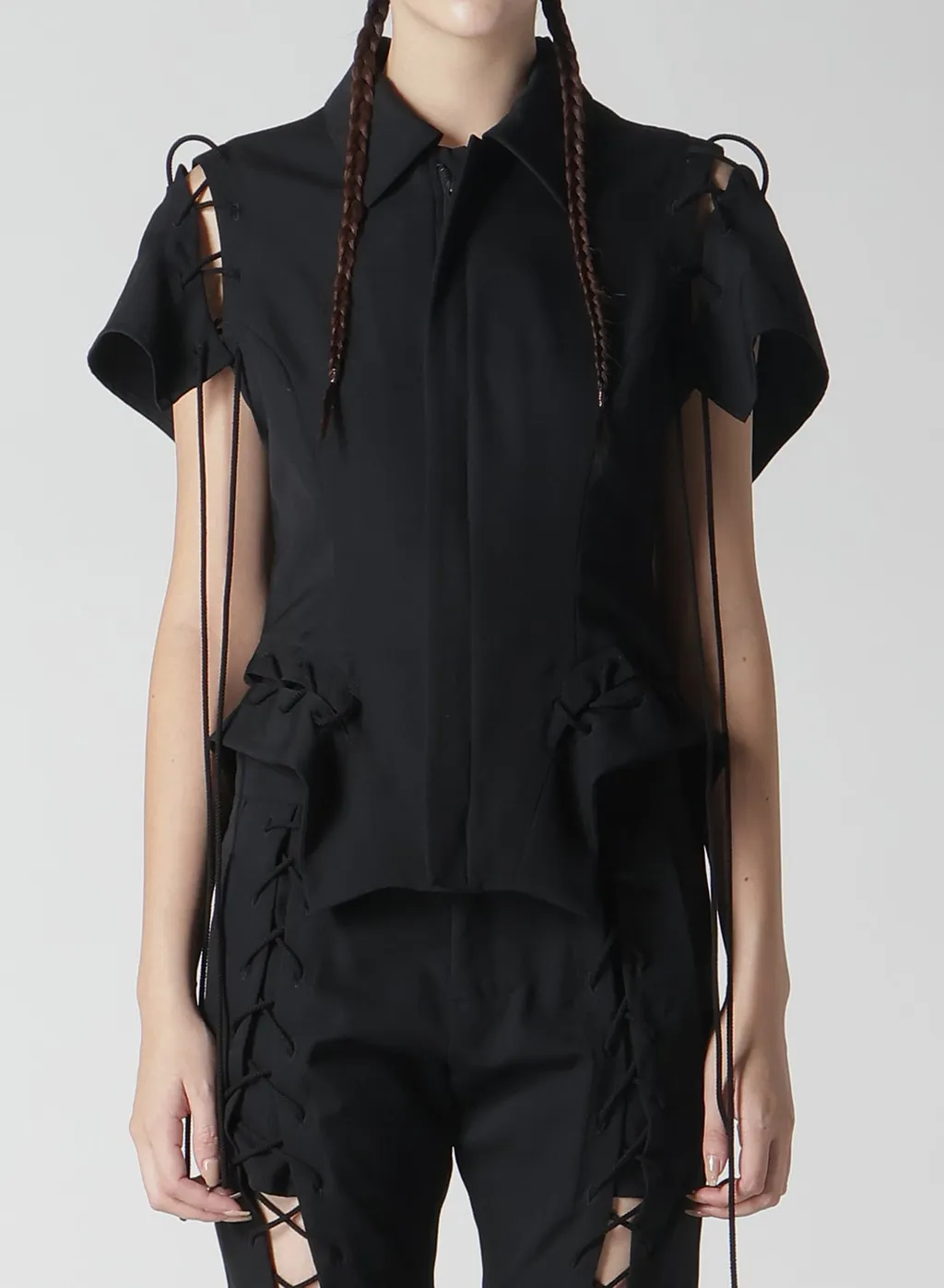 Wool Gabardine Lace-Up Jacket B