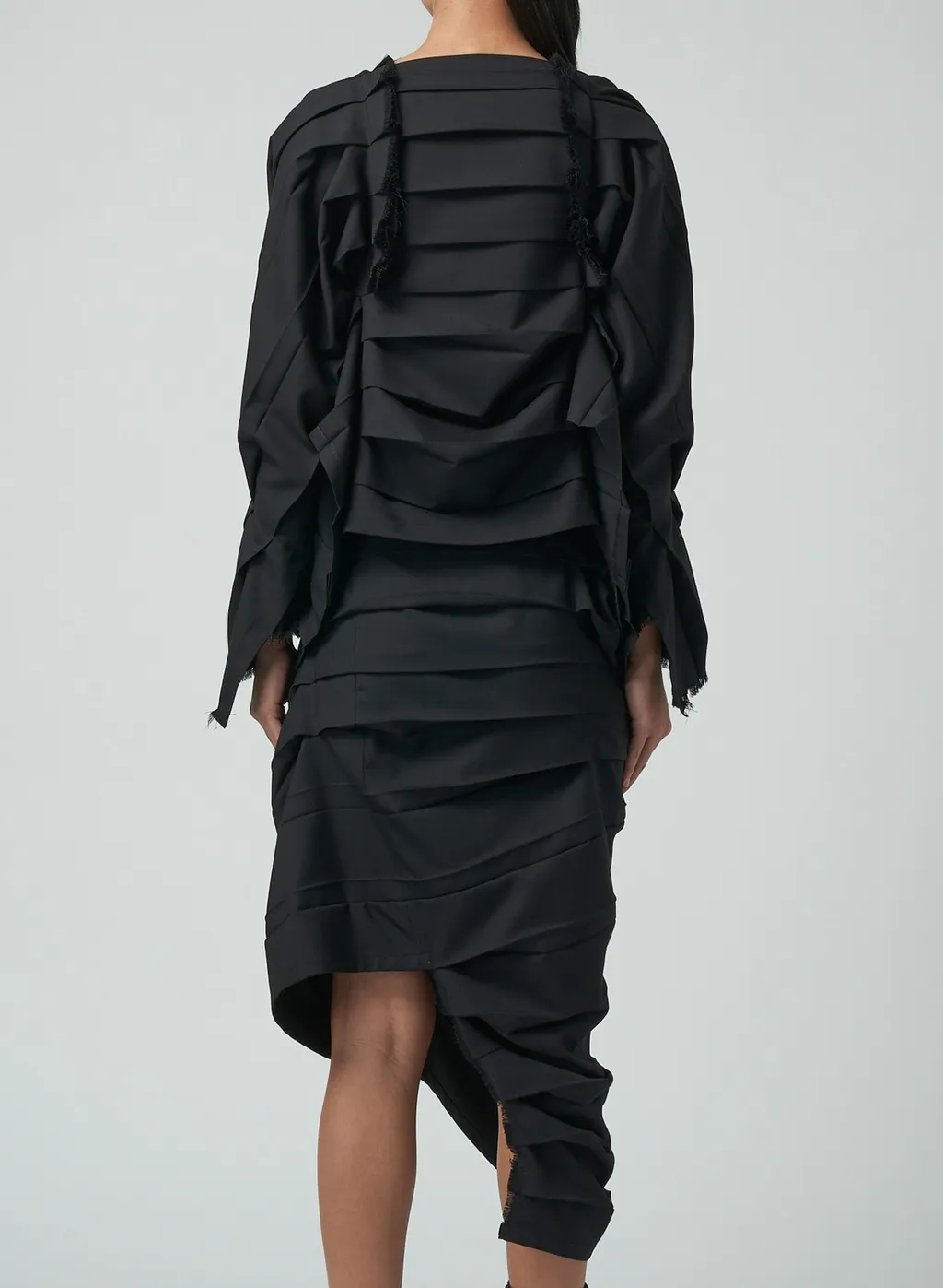 Wool/Polyester Serge Pleated Jacket