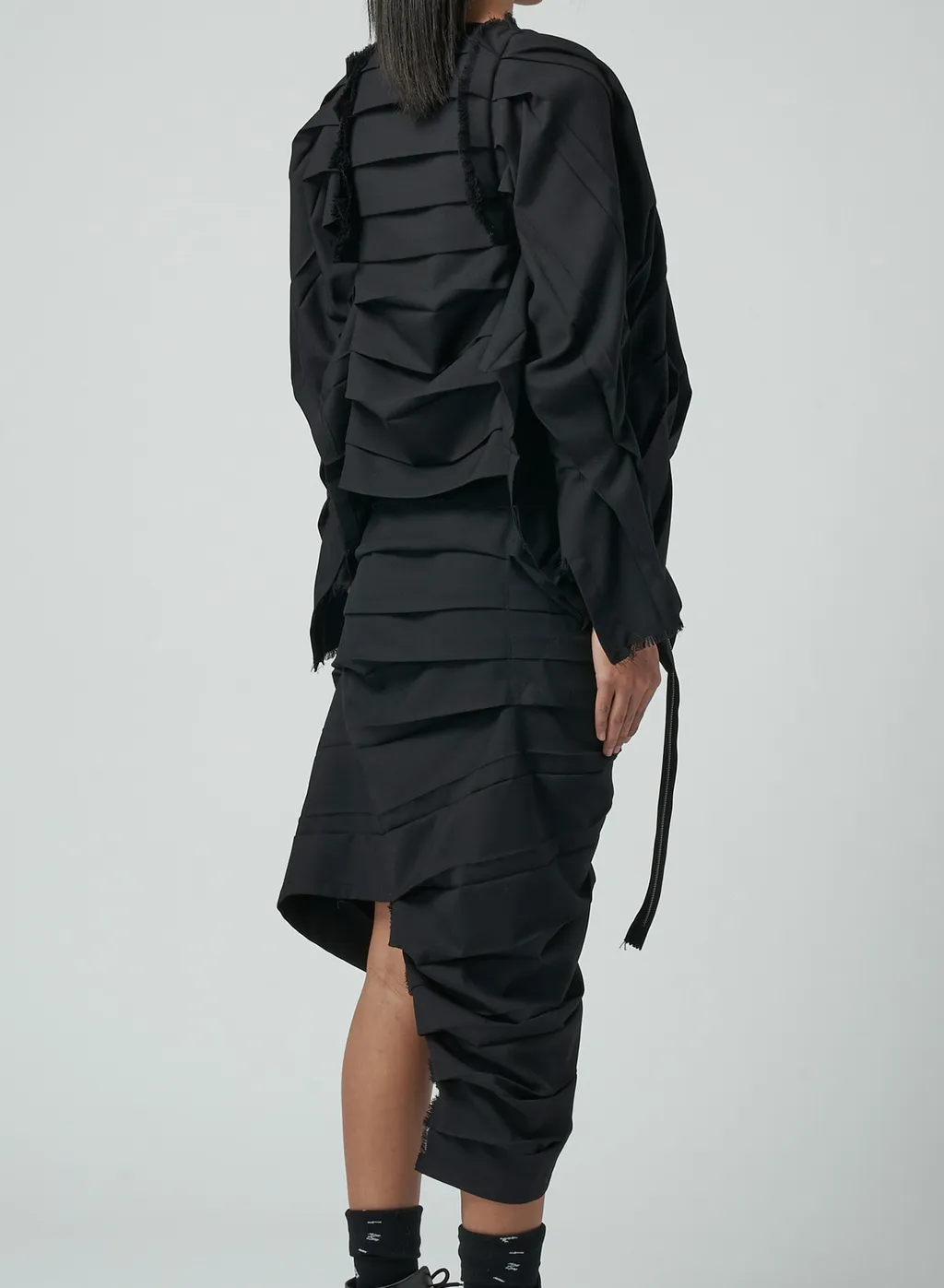 Wool/Polyester Serge Pleated Jacket