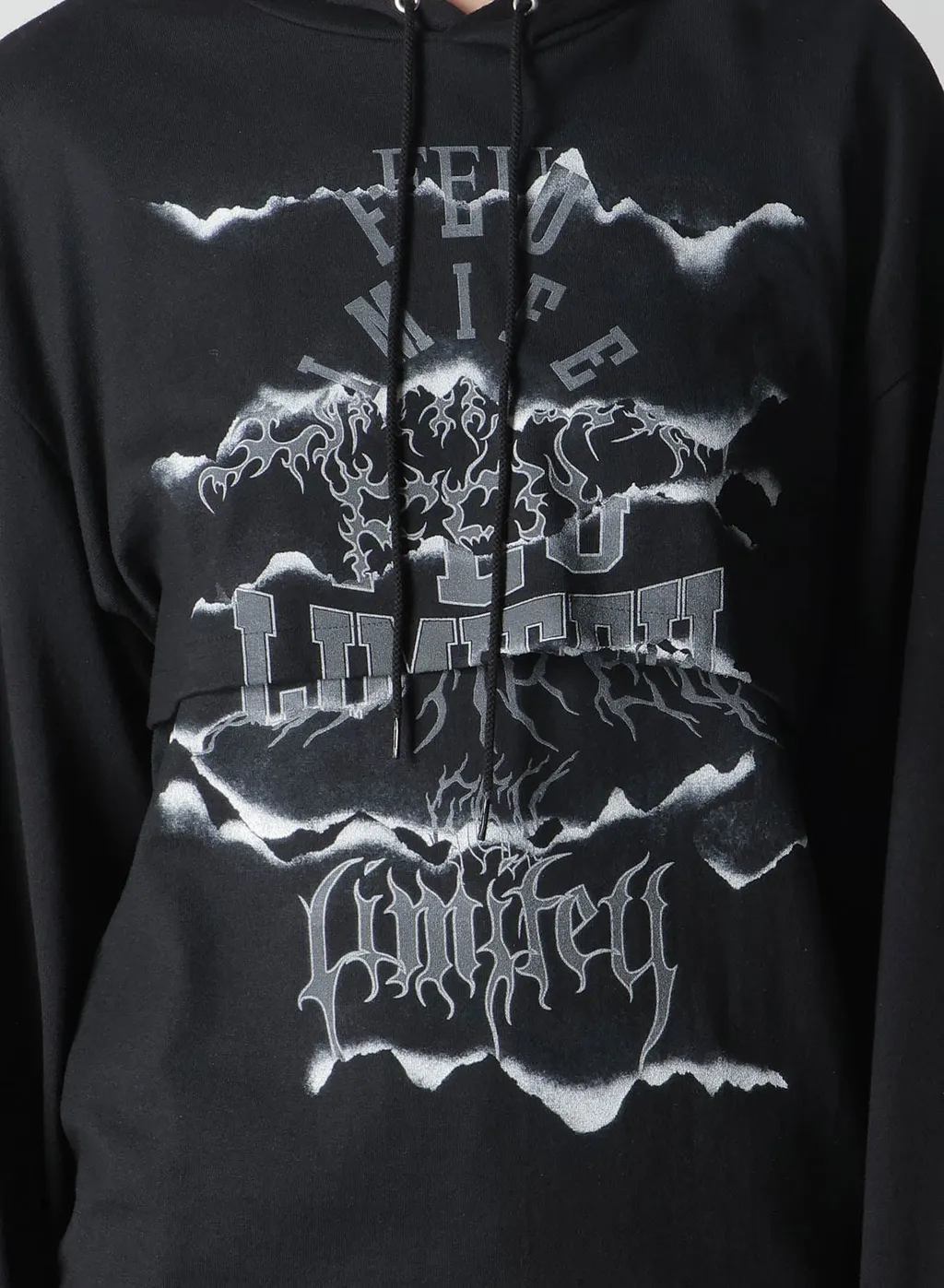 Logo Collage Printed Layered Separate Hoodie