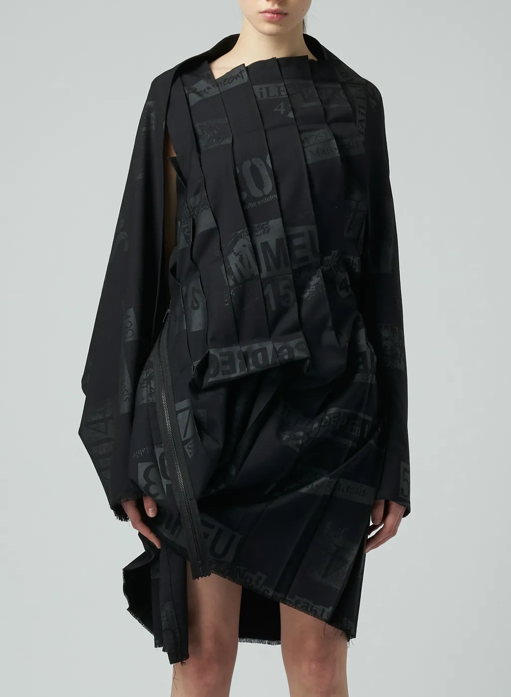 Printed Serge Dress With Pleated Front Details