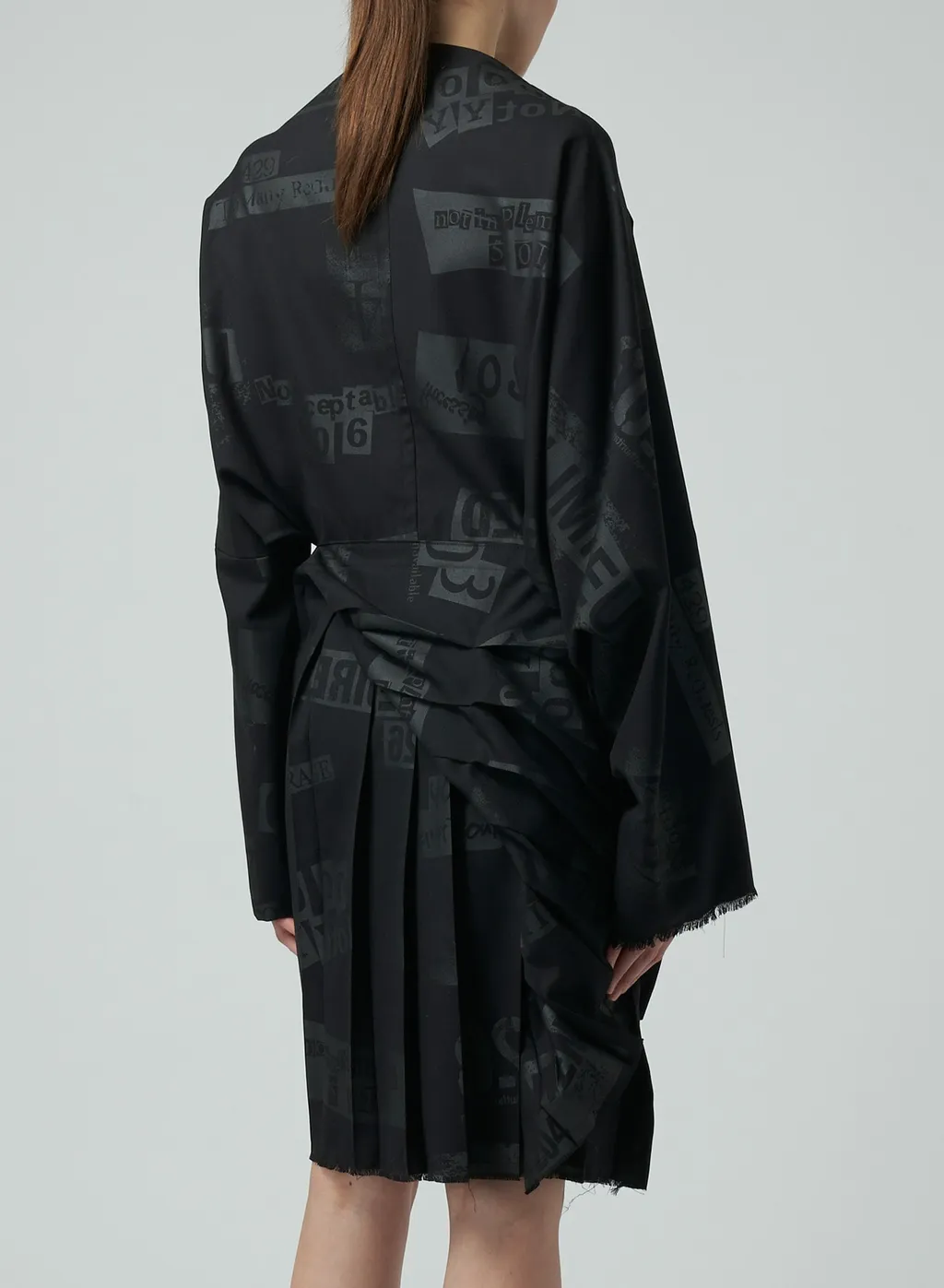 Printed Serge Dress With Pleated Front Details