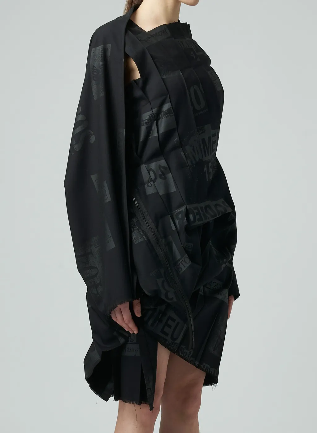 Printed Serge Dress With Pleated Front Details