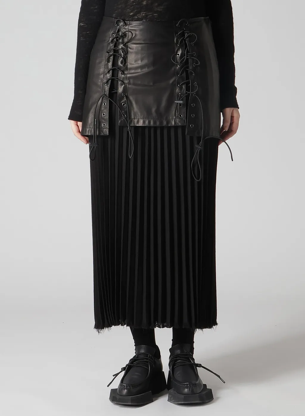 Light Serge Lace-Up Detail Skirt