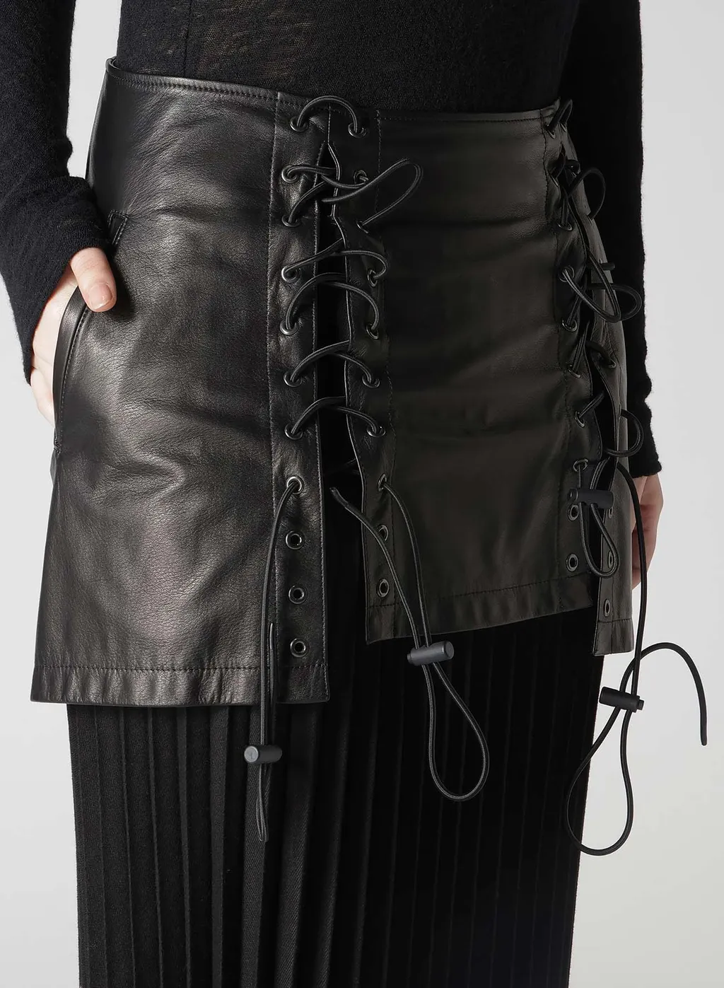 Light Serge Lace-Up Detail Skirt