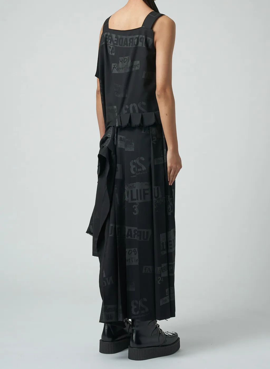 Printed Serge Dress With Pleated Skirt