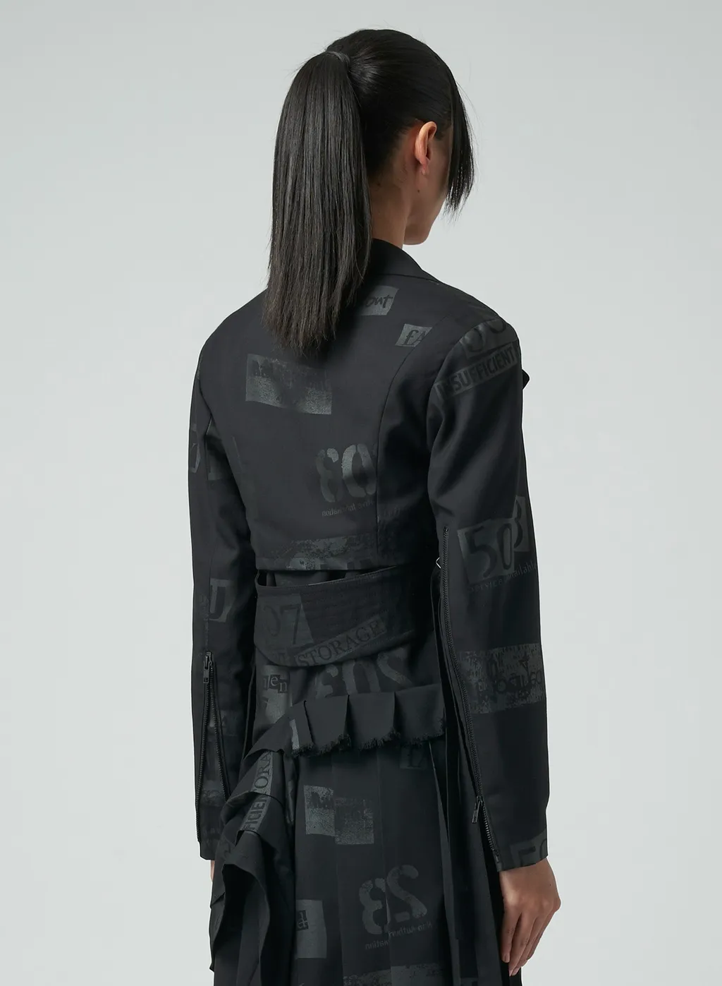 Printed Serge Cropped Biker Jacket