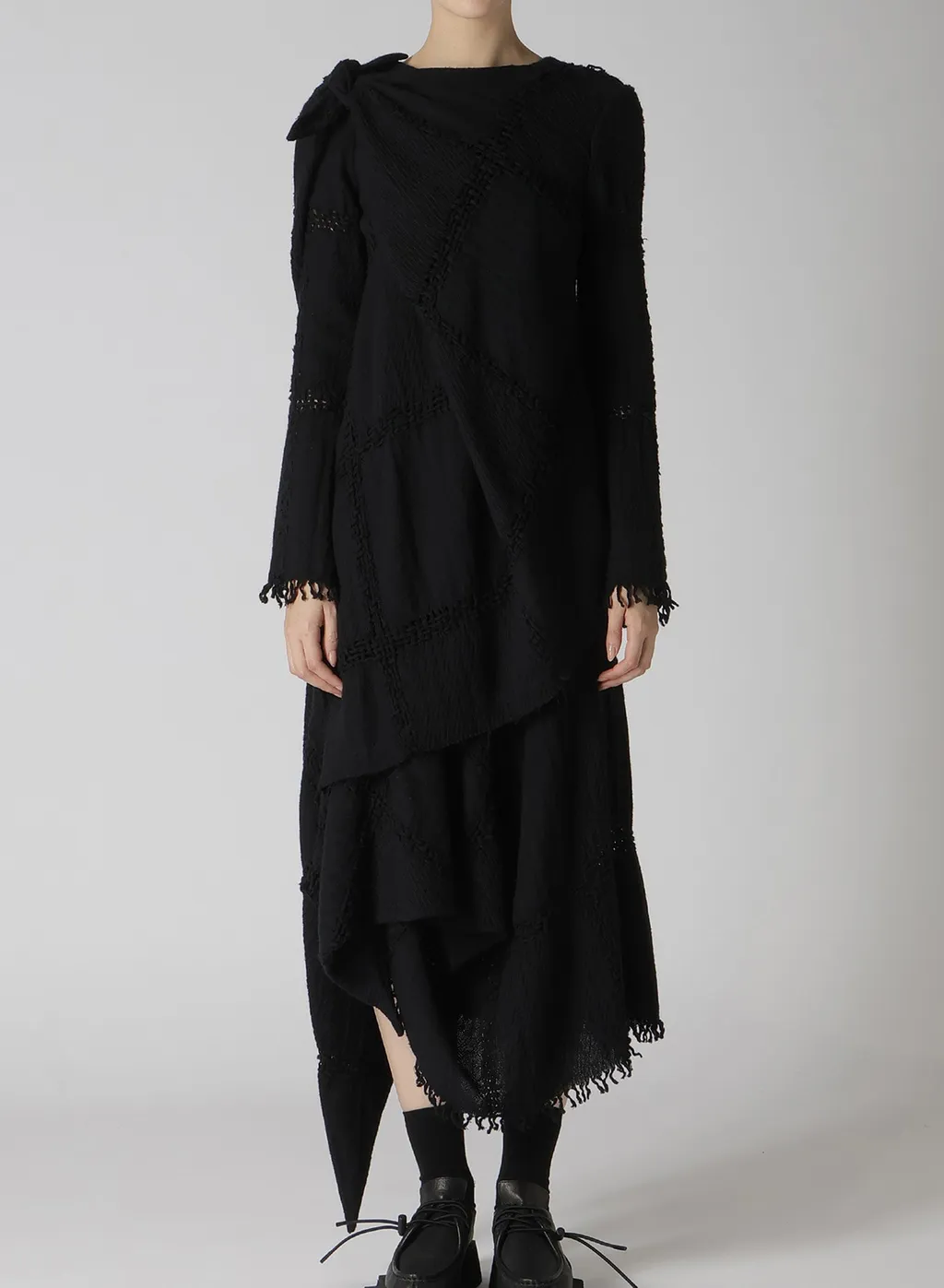 Block Jacquard Knot Detail Blouse
