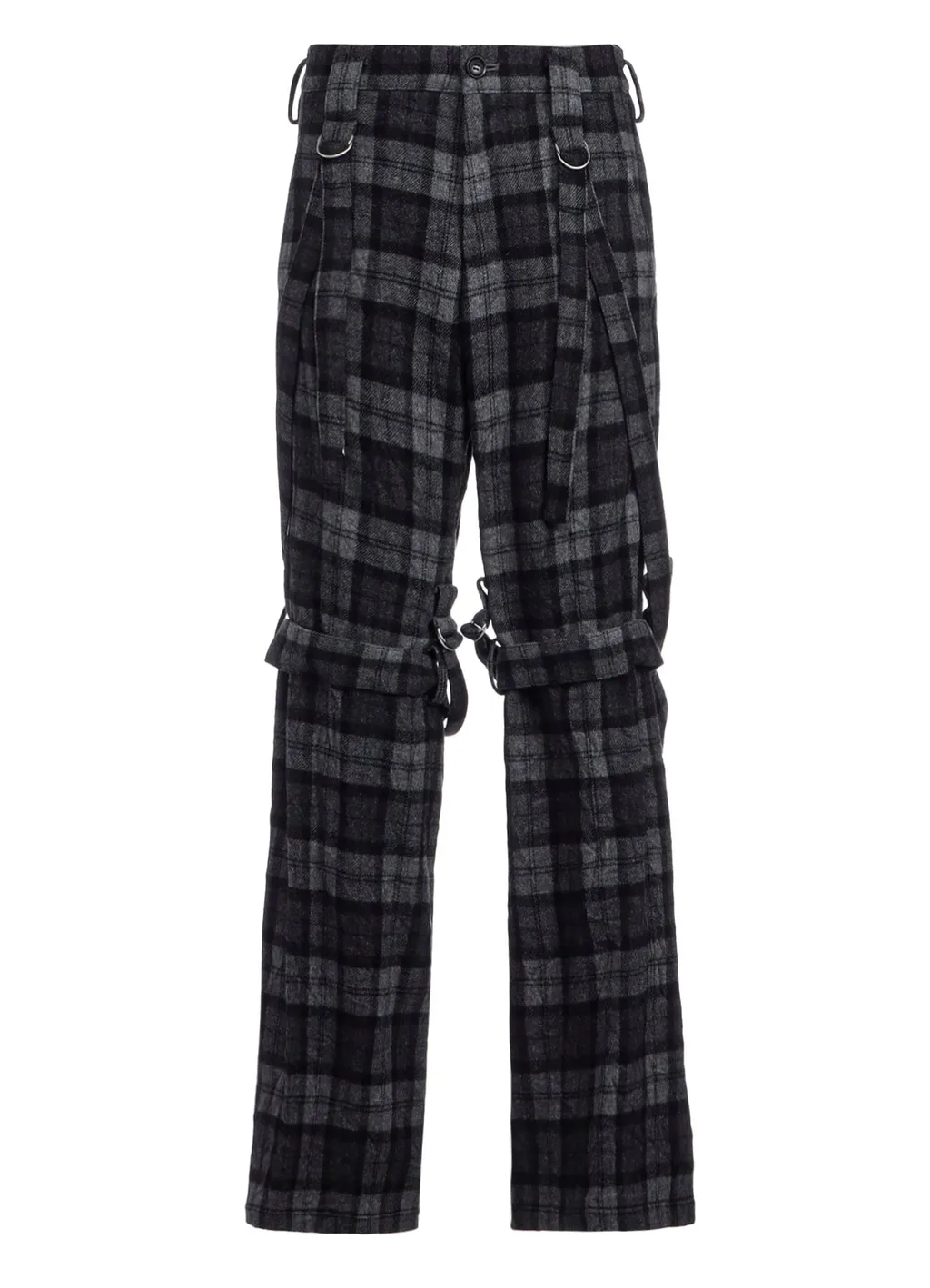 Plaid Flannel Strap Detail Pants