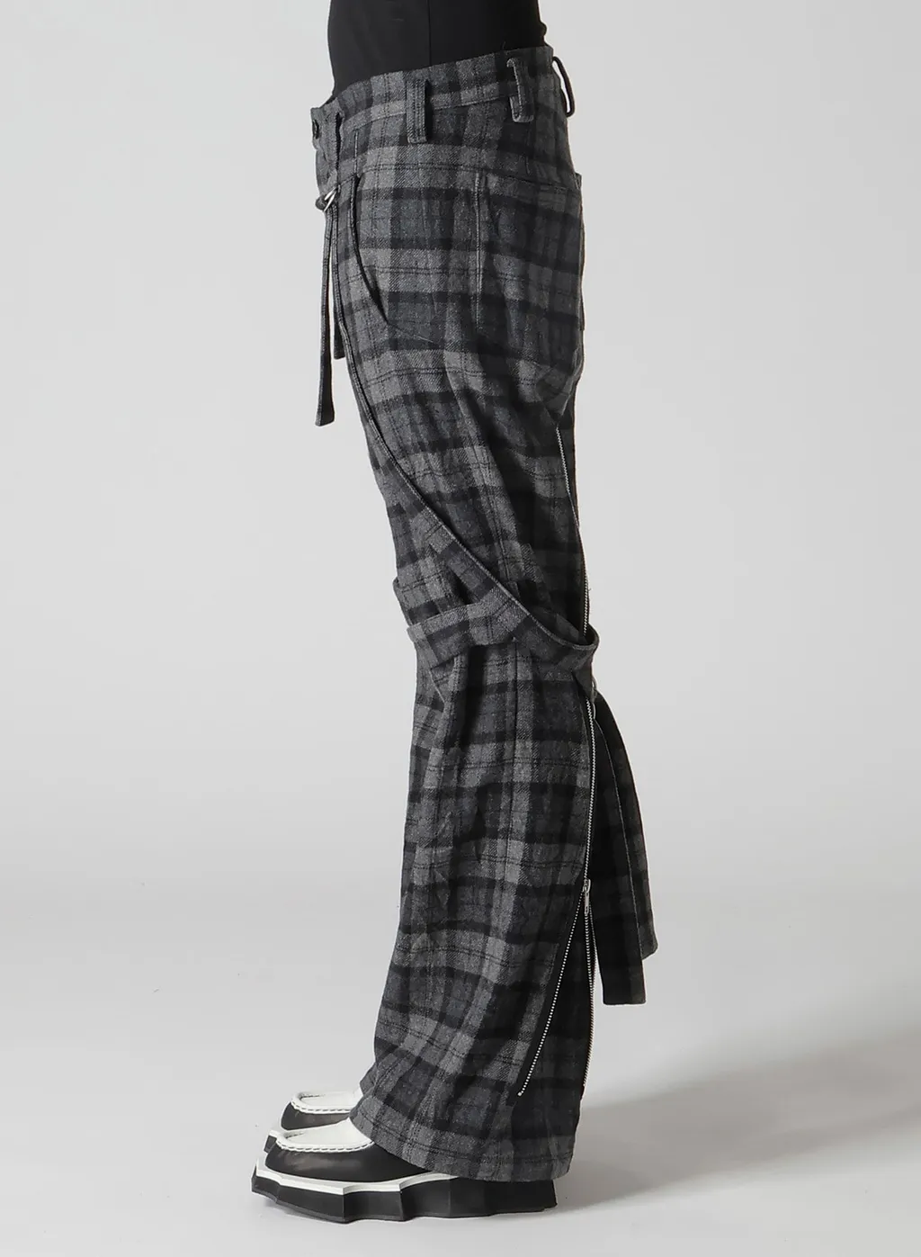 Plaid Flannel Strap Detail Pants