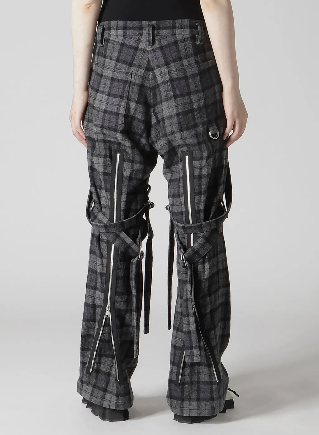 Plaid Flannel Strap Detail Pants