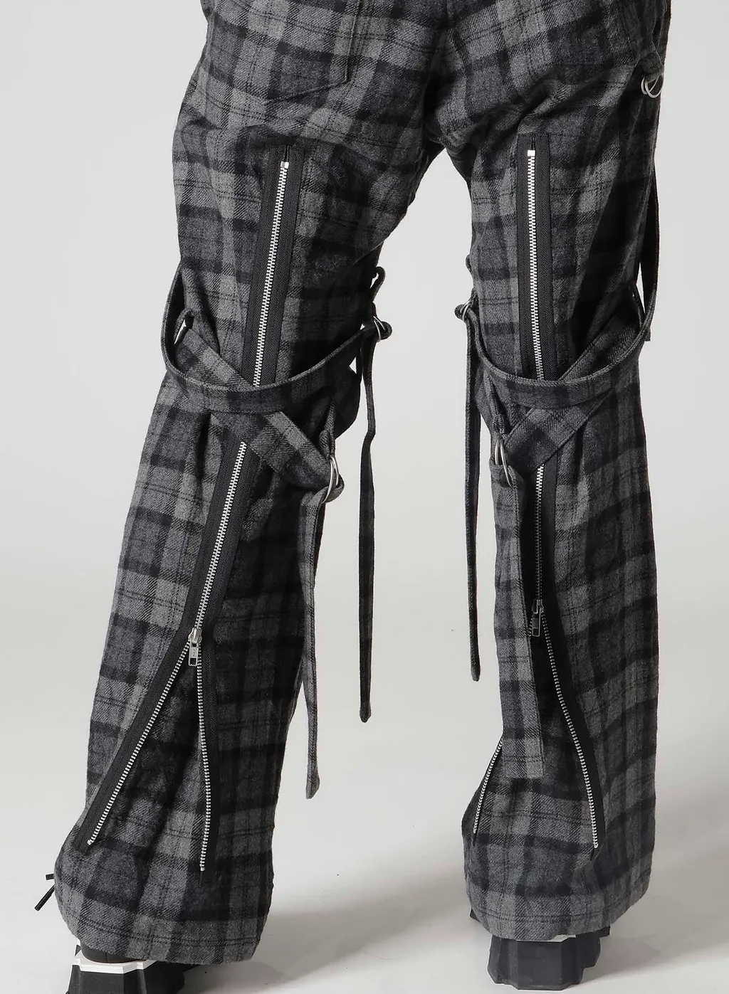 Plaid Flannel Strap Detail Pants