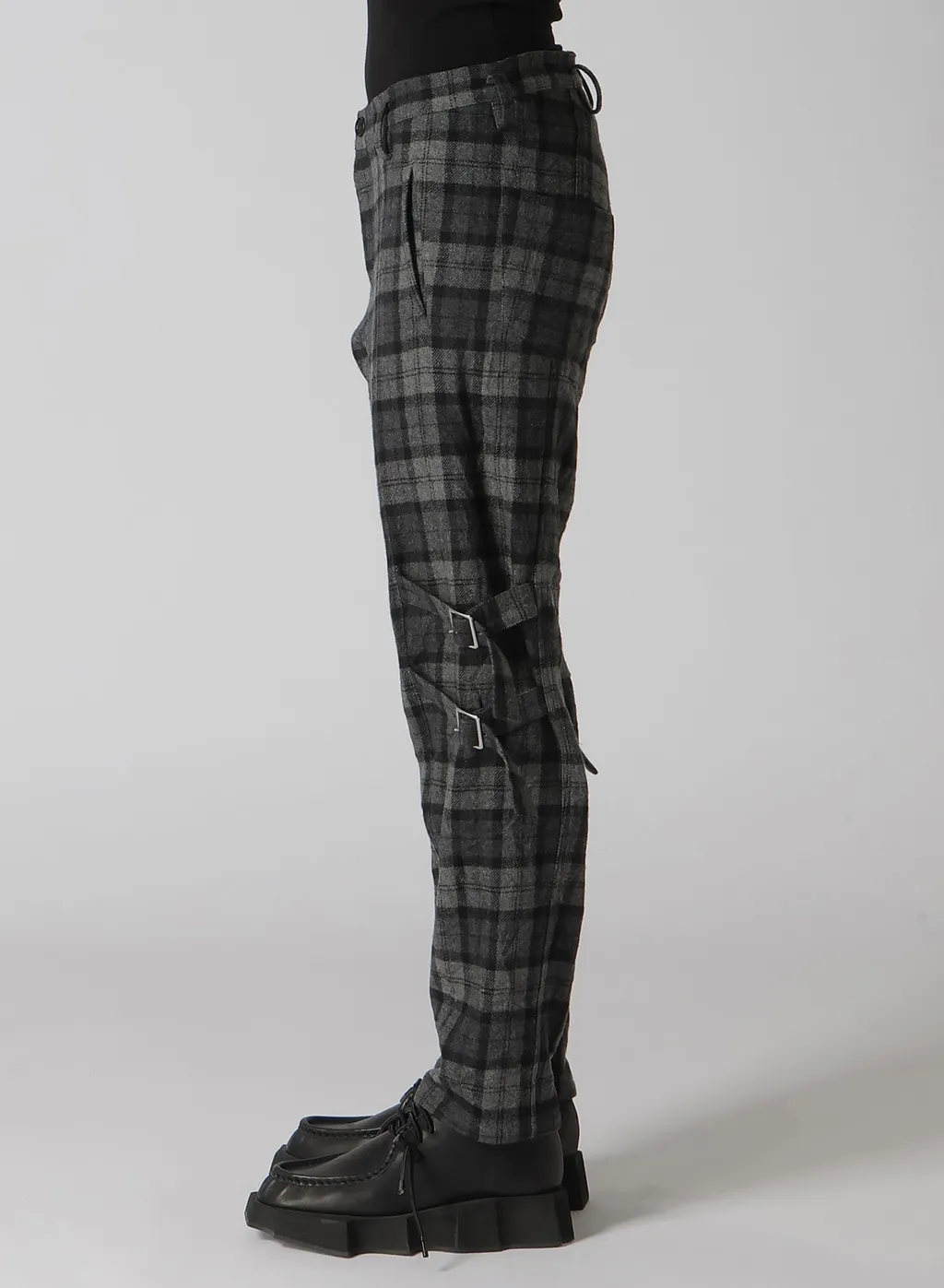 Plaid Flannel Belt Detail Pants