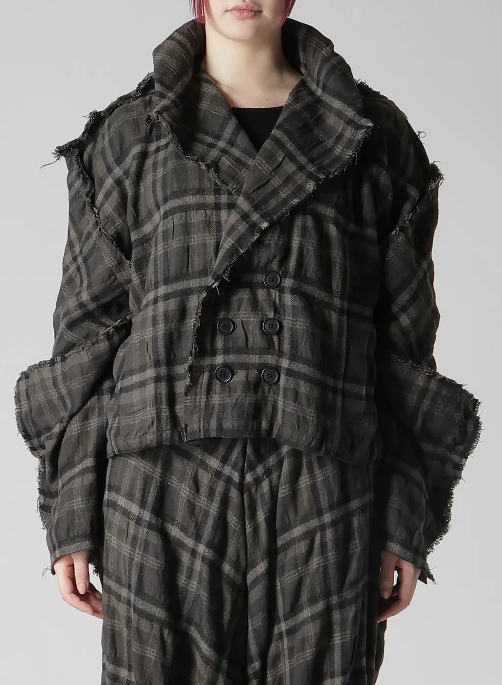Ink Dyeing Plaid Box Jacket B