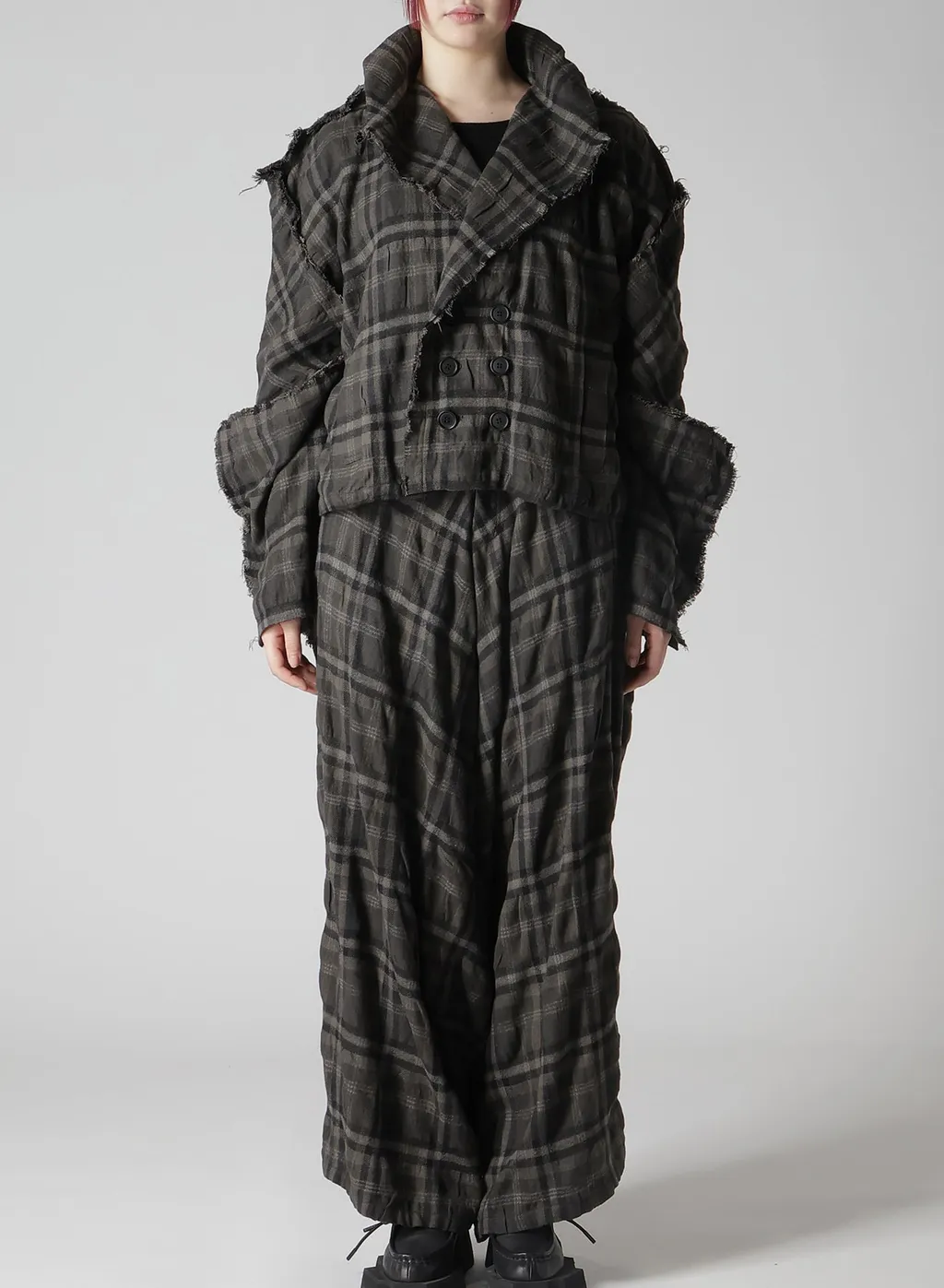 Ink Dyeing Plaid Box Jacket B