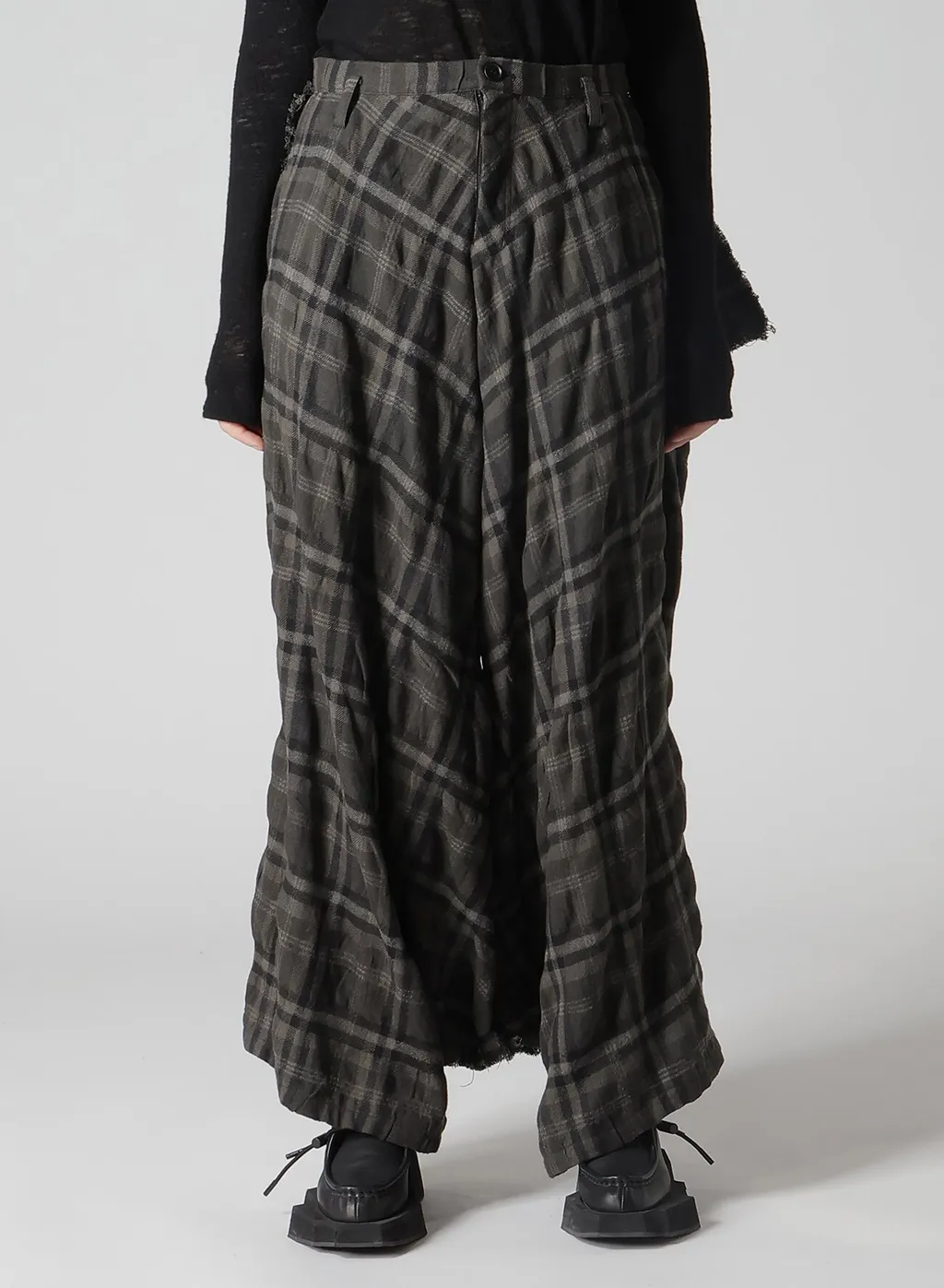 Ink Dyeing Plaid Box Pants A