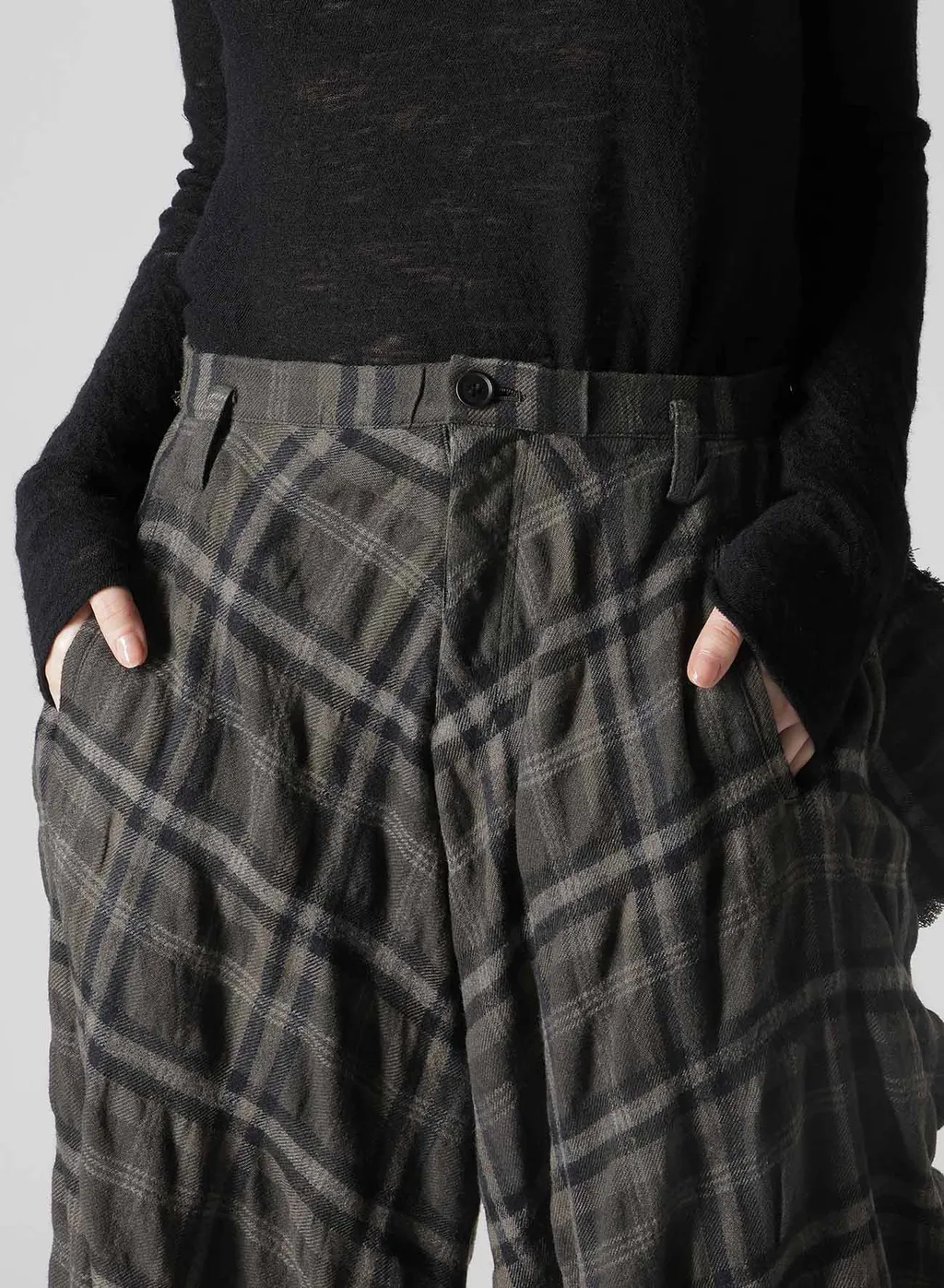 Ink Dyeing Plaid Box Pants A