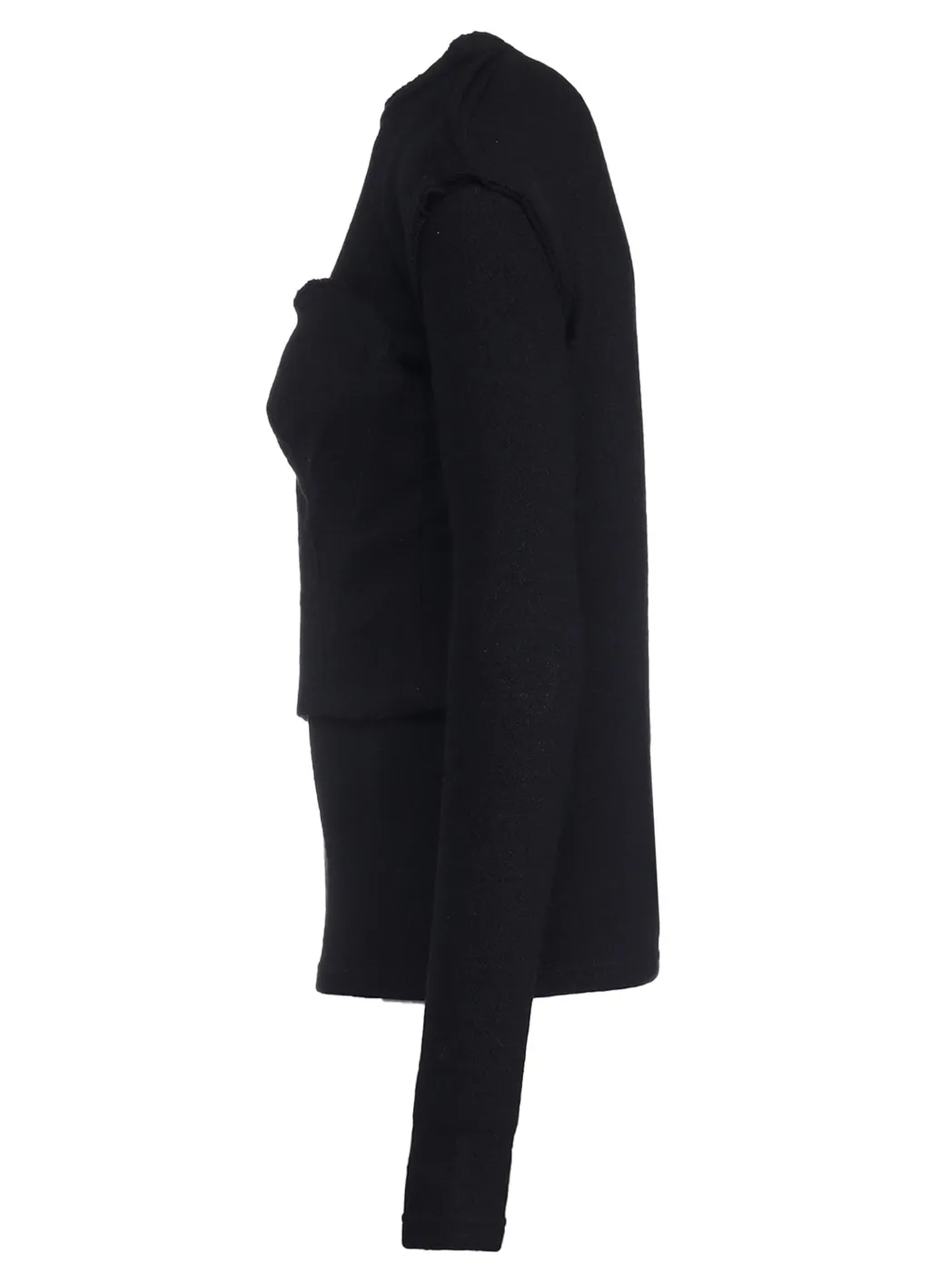 Wool Shrink Single Jersey Bustier Detail Long T-Shirt