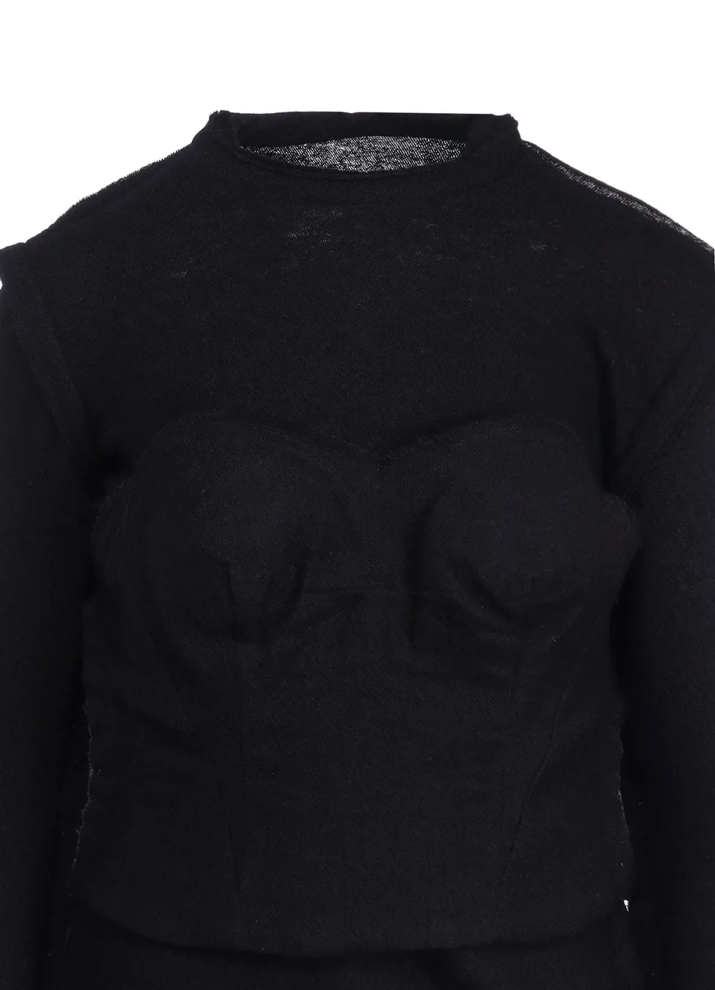 Wool Shrink Single Jersey Bustier Detail Long T-Shirt