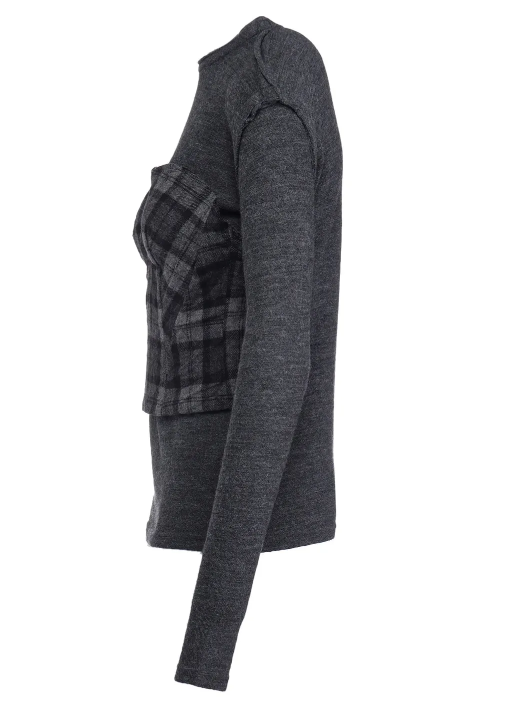 Wool Shrink Single Jersey Bustier Detail Long T-Shirt