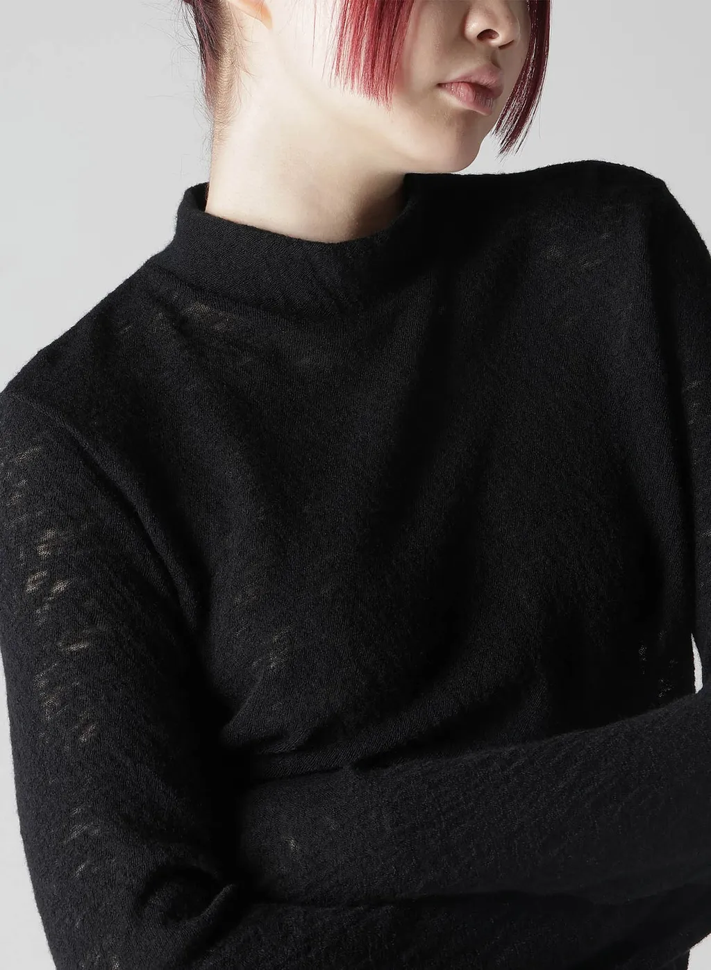 Wool Gauze Single High Neck Pullover
