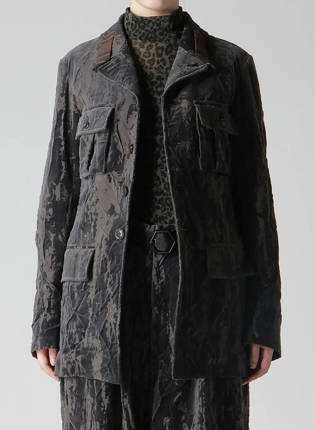 Grunge Velvet Army Jacket