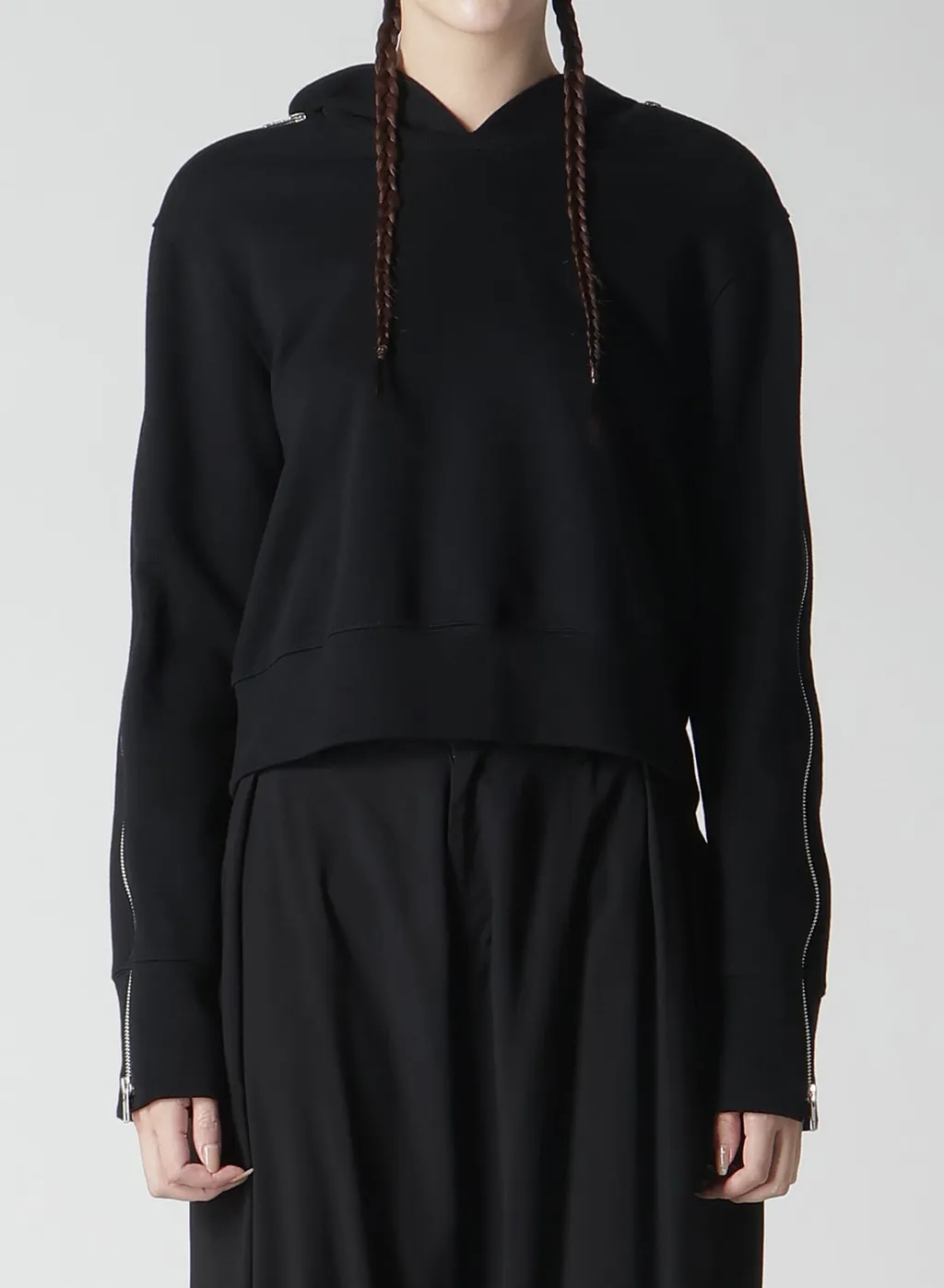 Short Fleece Lining Zip Sleeve Hoodie