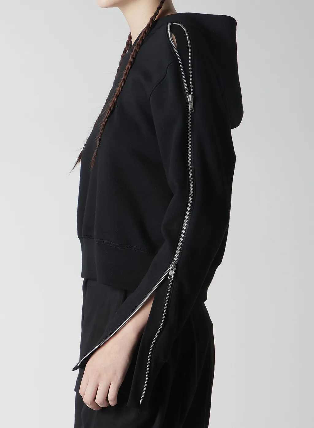 Short Fleece Lining Zip Sleeve Hoodie