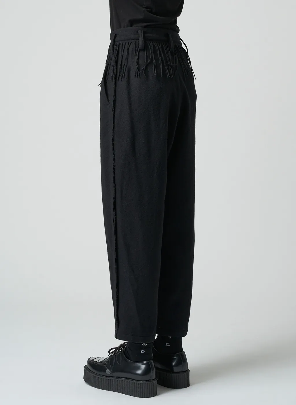 Pleated Serge Pants With Fringe Details