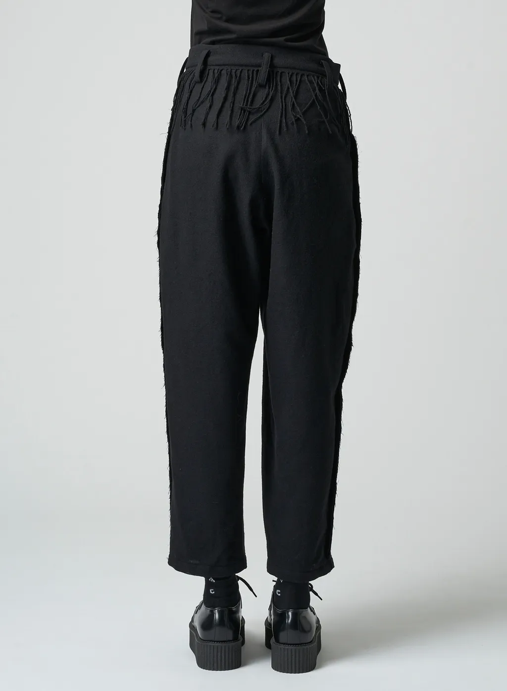 Pleated Serge Pants With Fringe Details