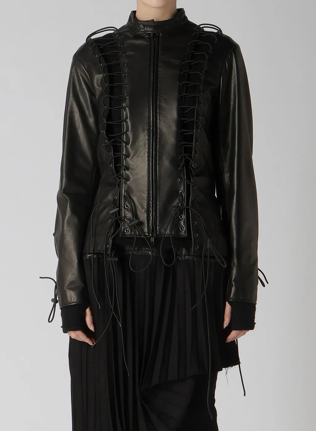 Cow Leather Lace-Up Jacket