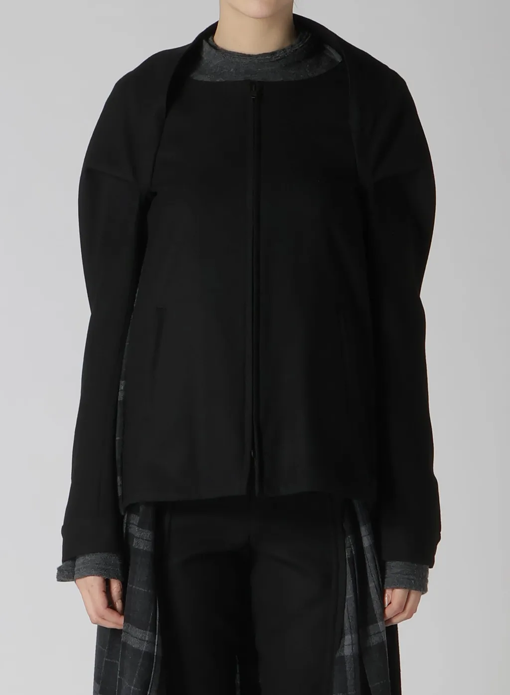 Serge + Plaid Combi Back Pleated Jacket