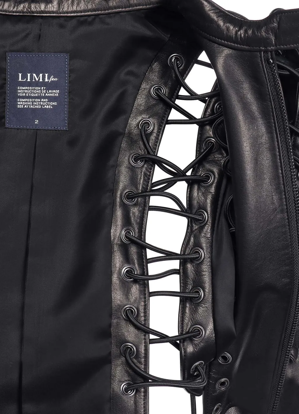 Cow Leather Lace-Up Cropped Jacket
