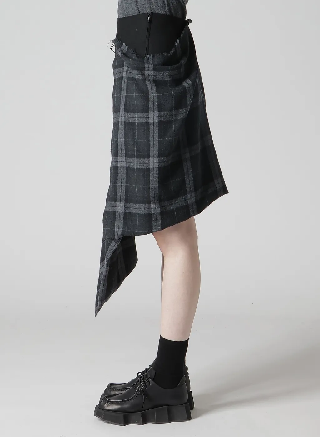 Serge + Plaid Combi Wrap Skirt