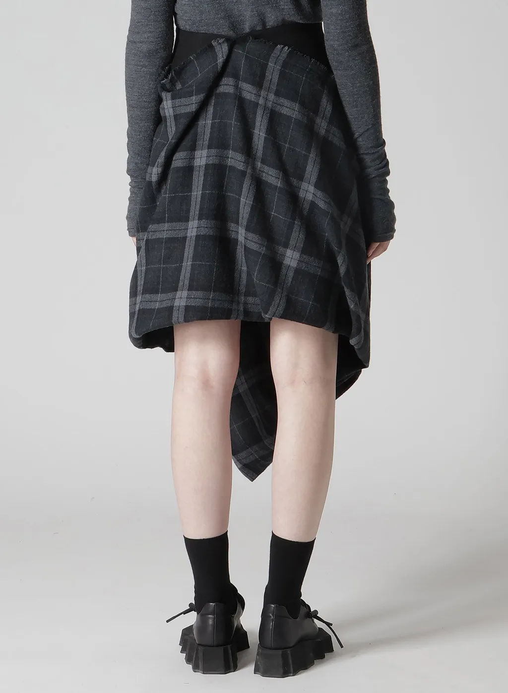 Serge + Plaid Combi Wrap Skirt