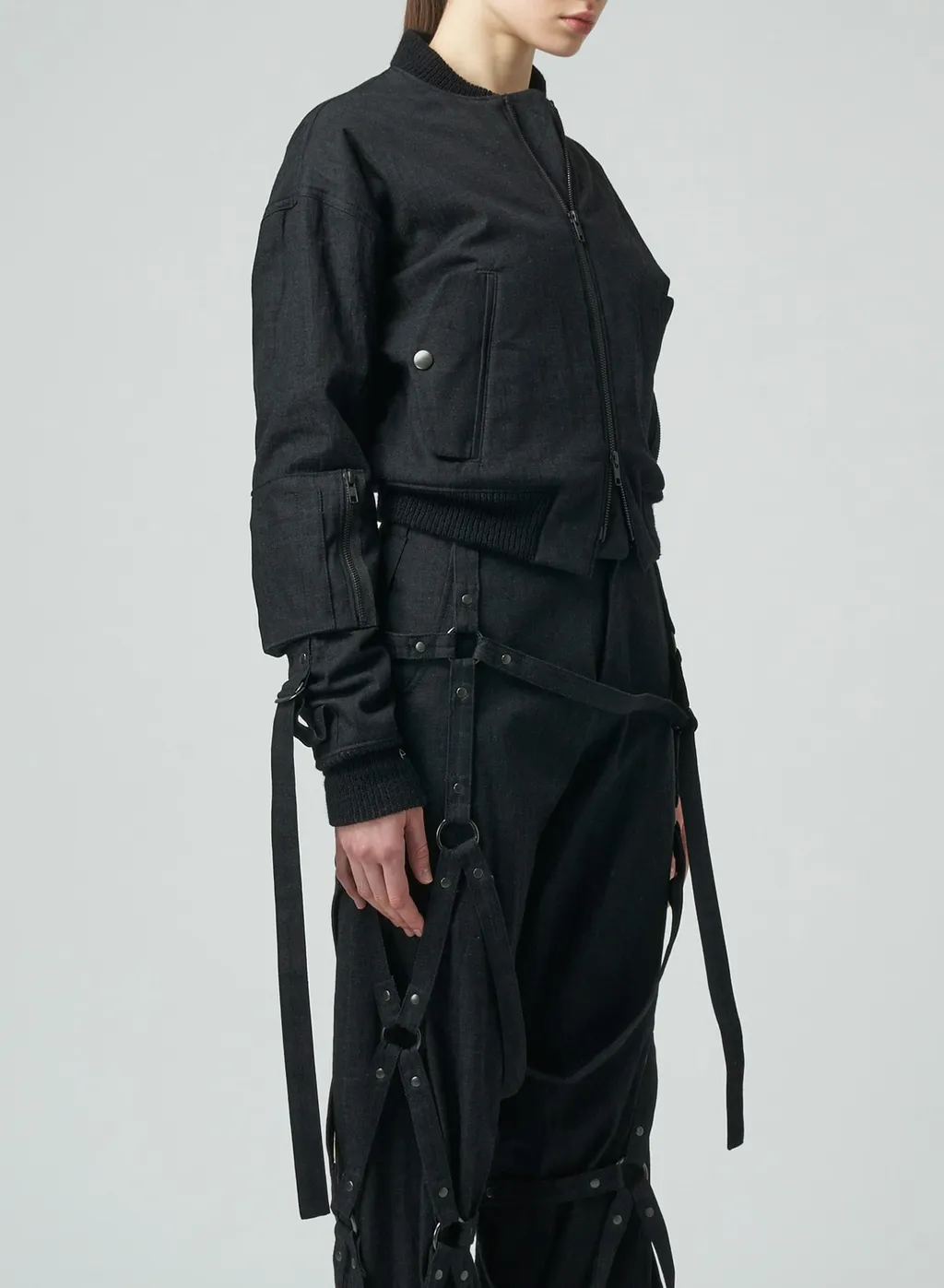 Gray Denim Cropped Blouson