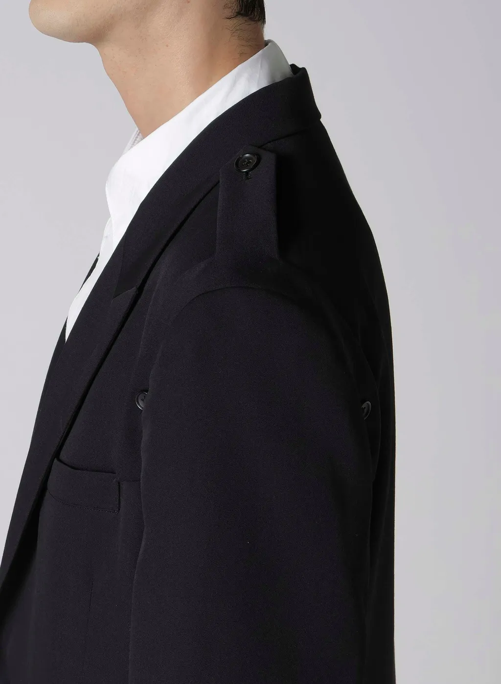 Wool Gabardine Shoulder Button Jacket