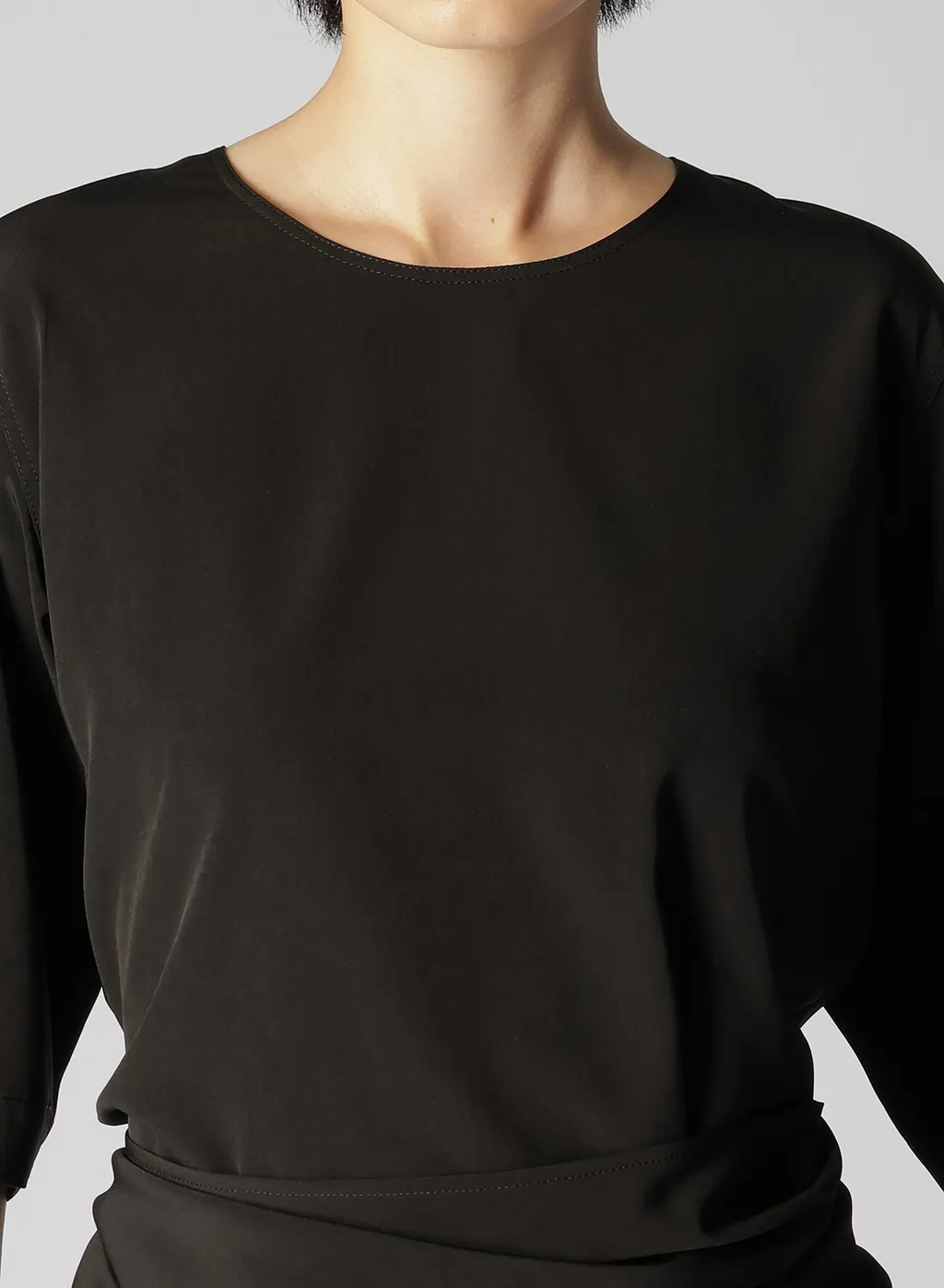 Triacetate/Polyester Waist Wrap Blouse