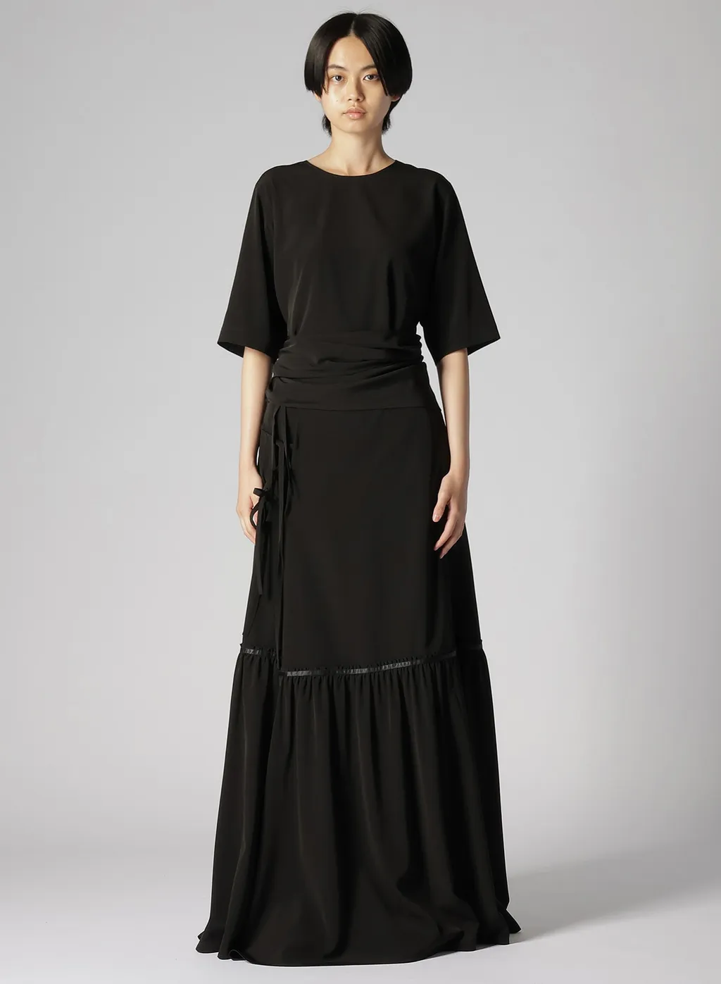 Triacetate/Polyester Waist Wrap Blouse