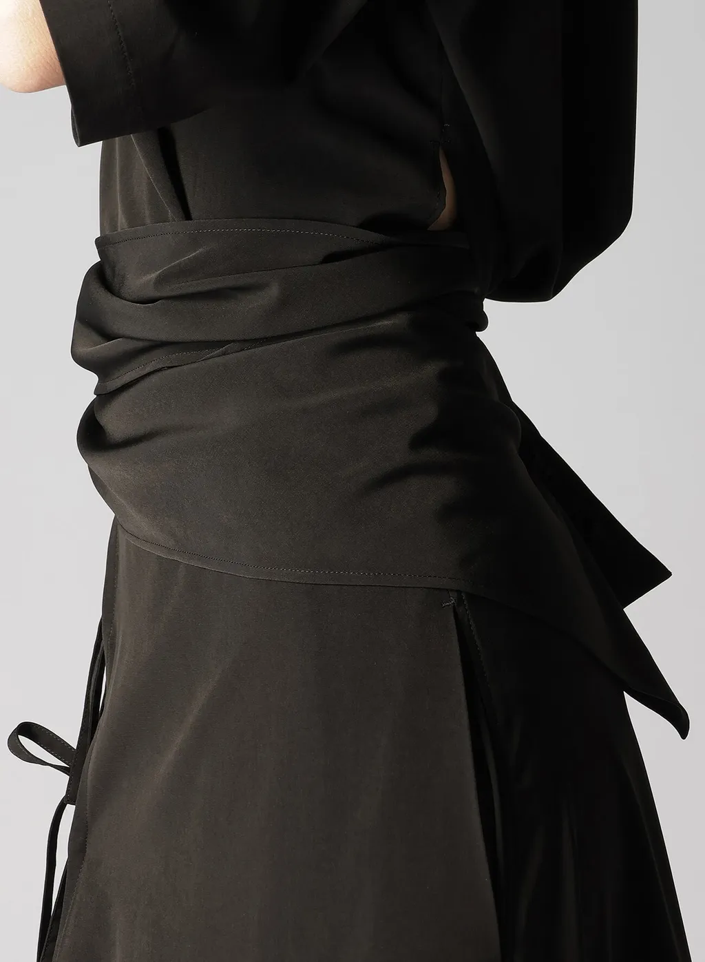 Triacetate/Polyester Waist Wrap Blouse