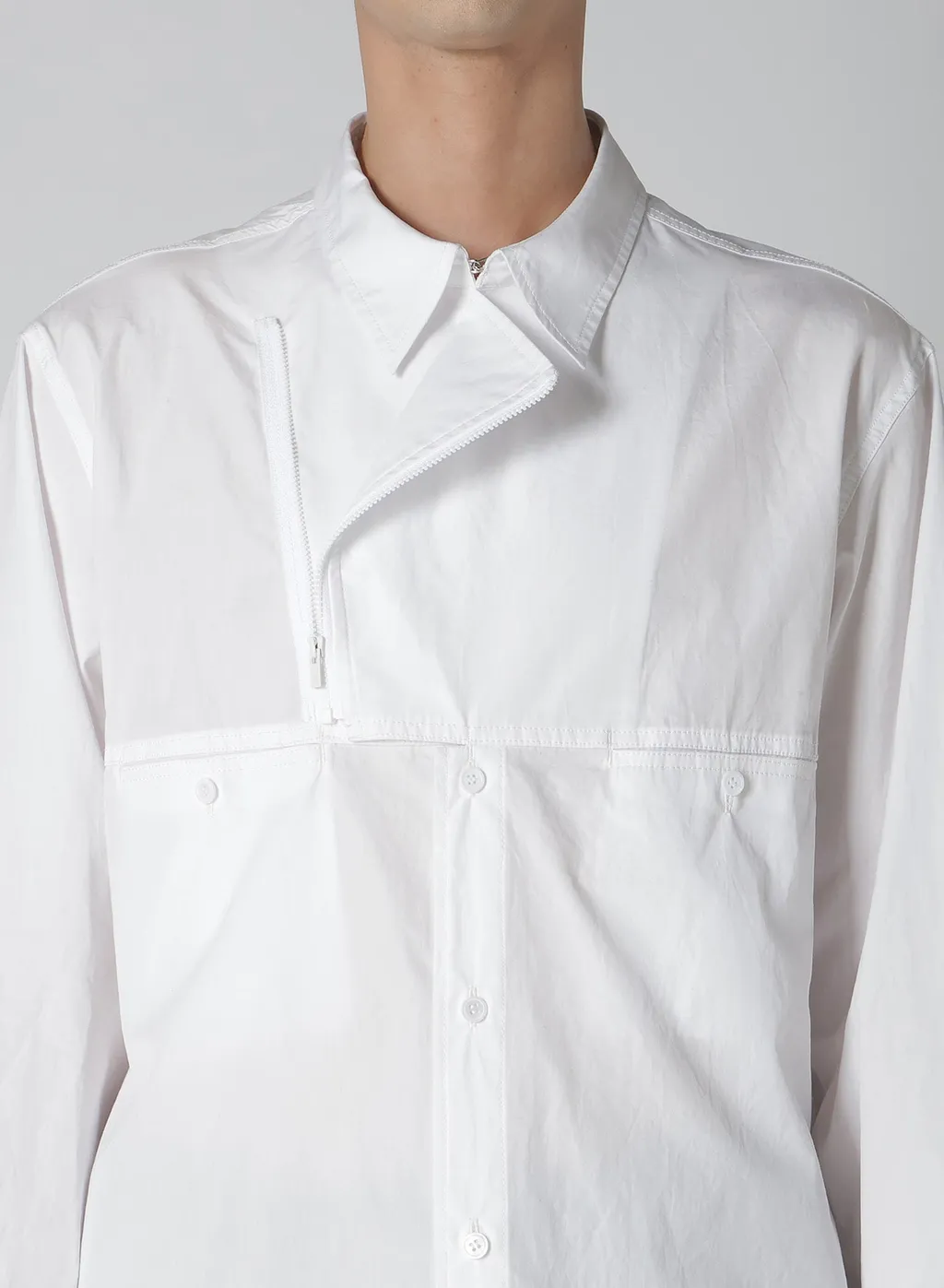Broad Chain Stitch Blouse With Zipper