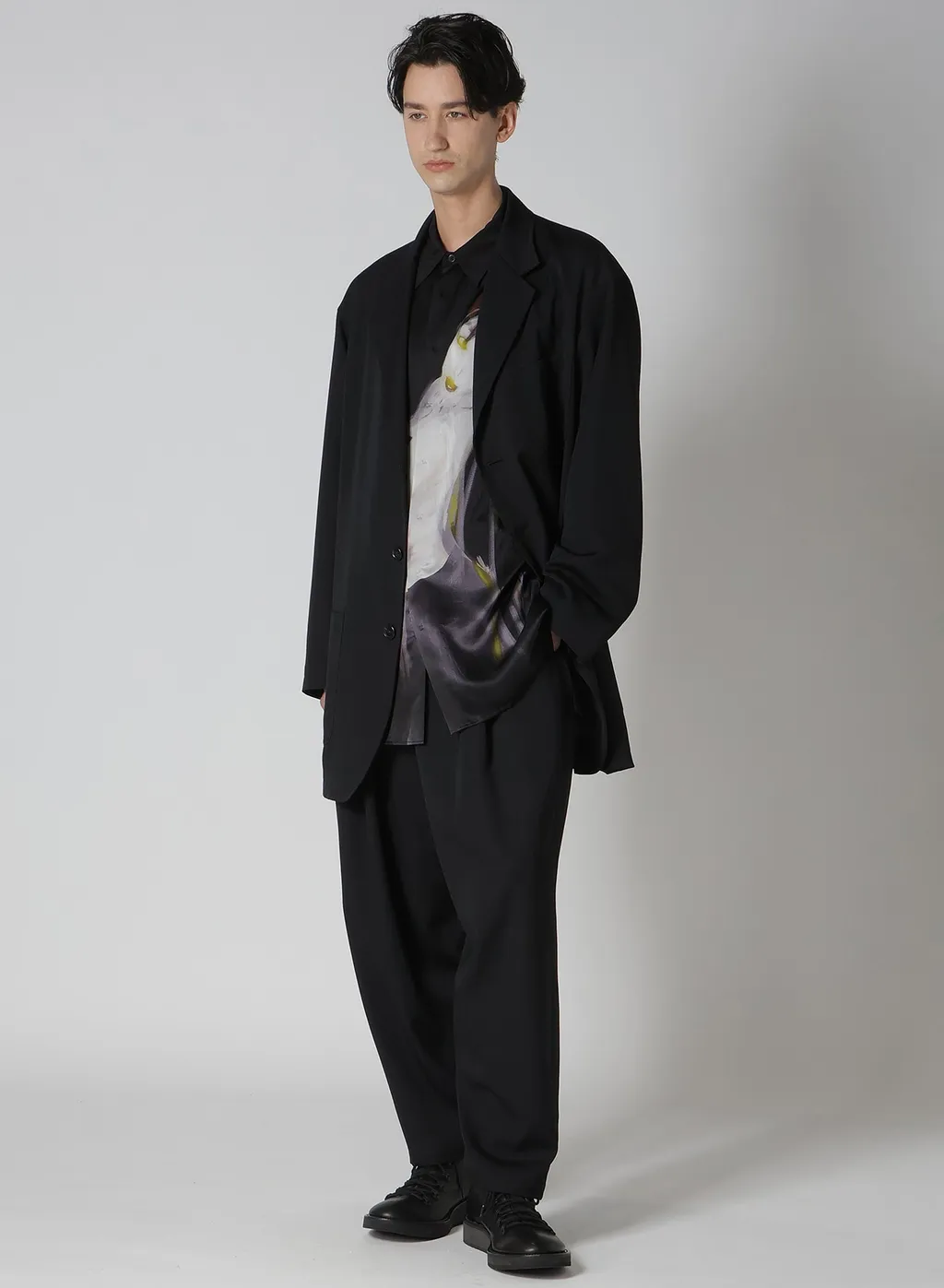 Wool Gabardine Blouson Tailored Jacket