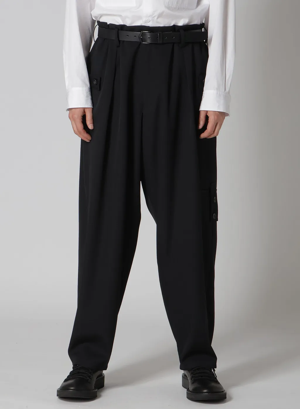 Wool Gabardine Tuck Tab Pants