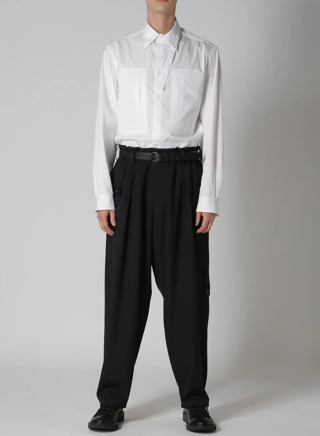 Wool Gabardine Tuck Tab Pants